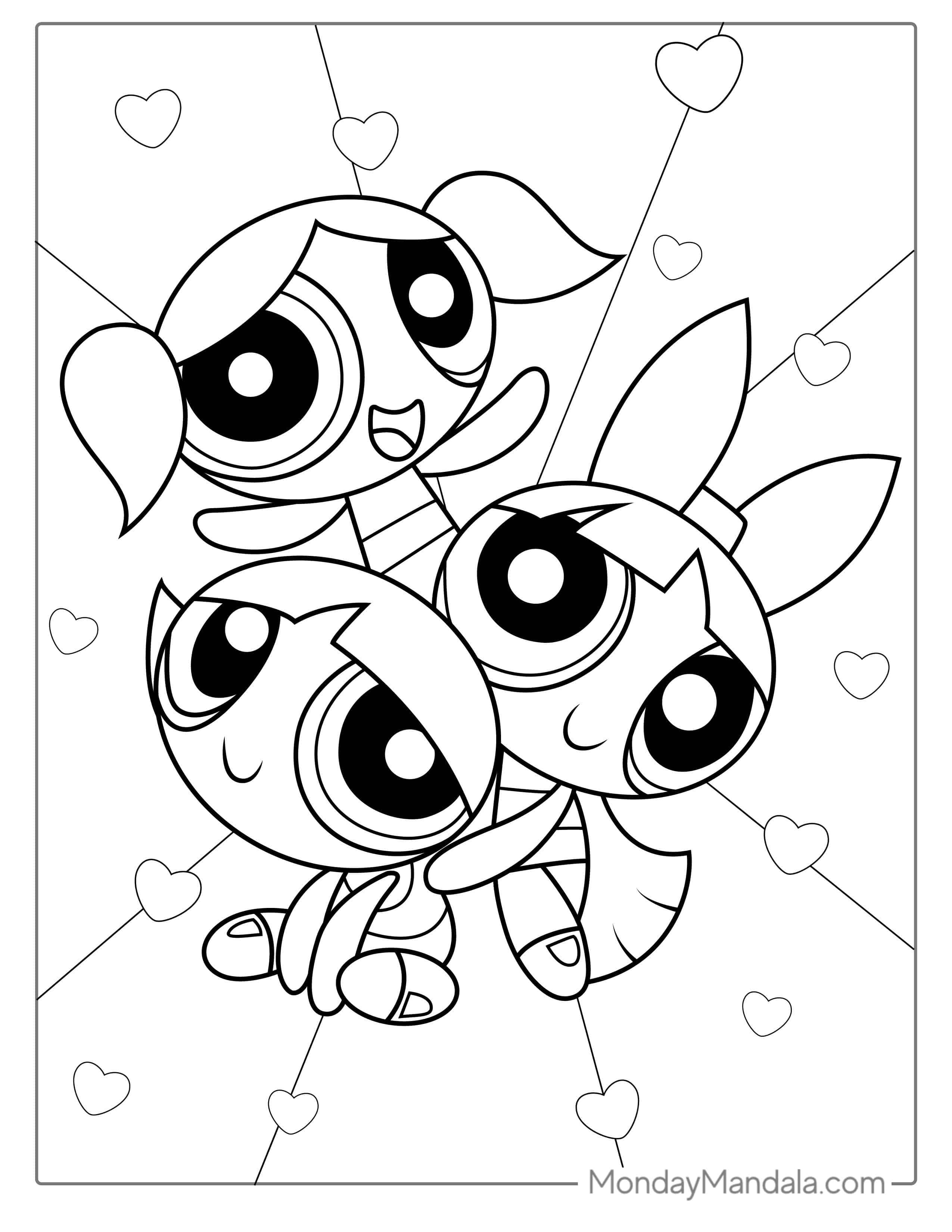 Blossom, Bubbles And Buttercup Coloring Page coloring page
