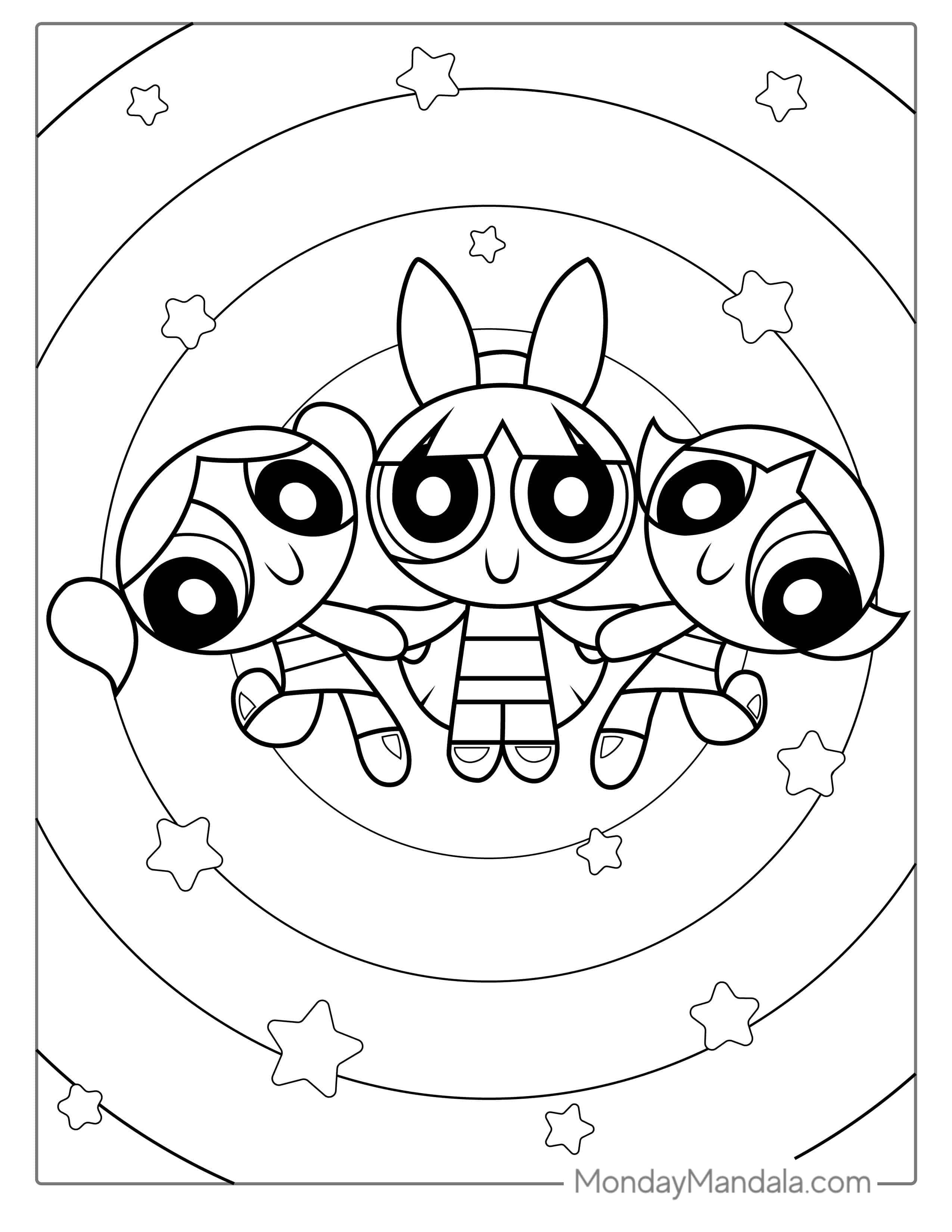 Easy Powerpuff Girls Coloring Page For Kids coloring page
