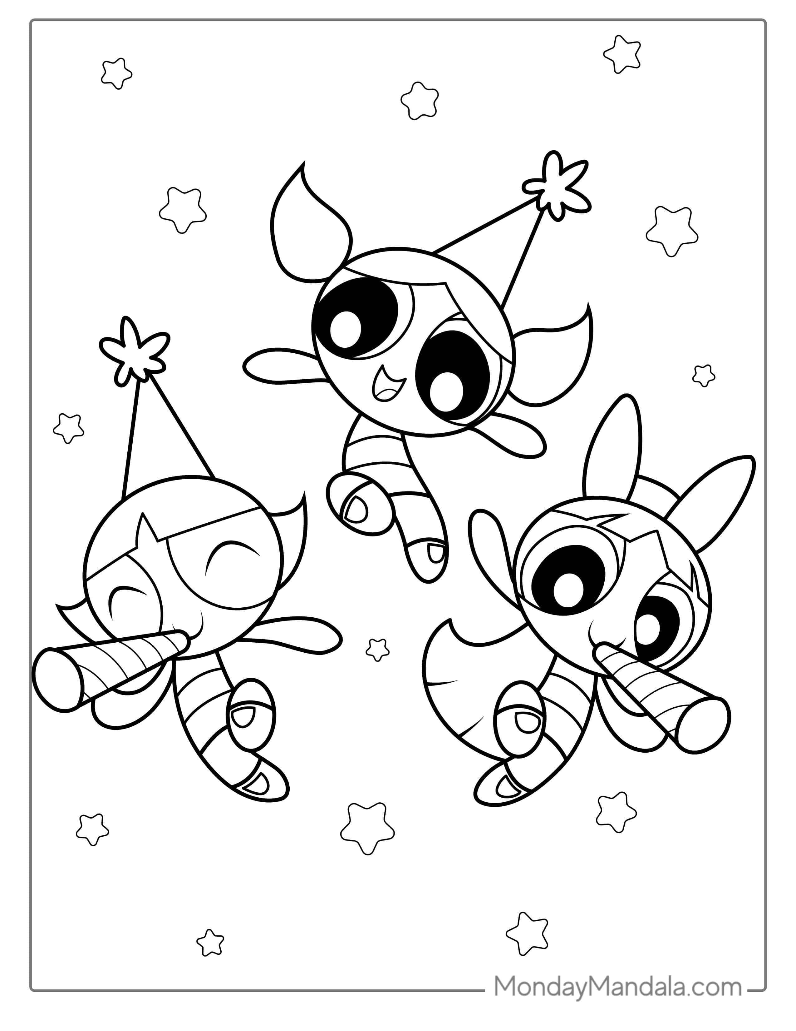Happy Birthday Powerpuff Girls Coloring Page coloring page