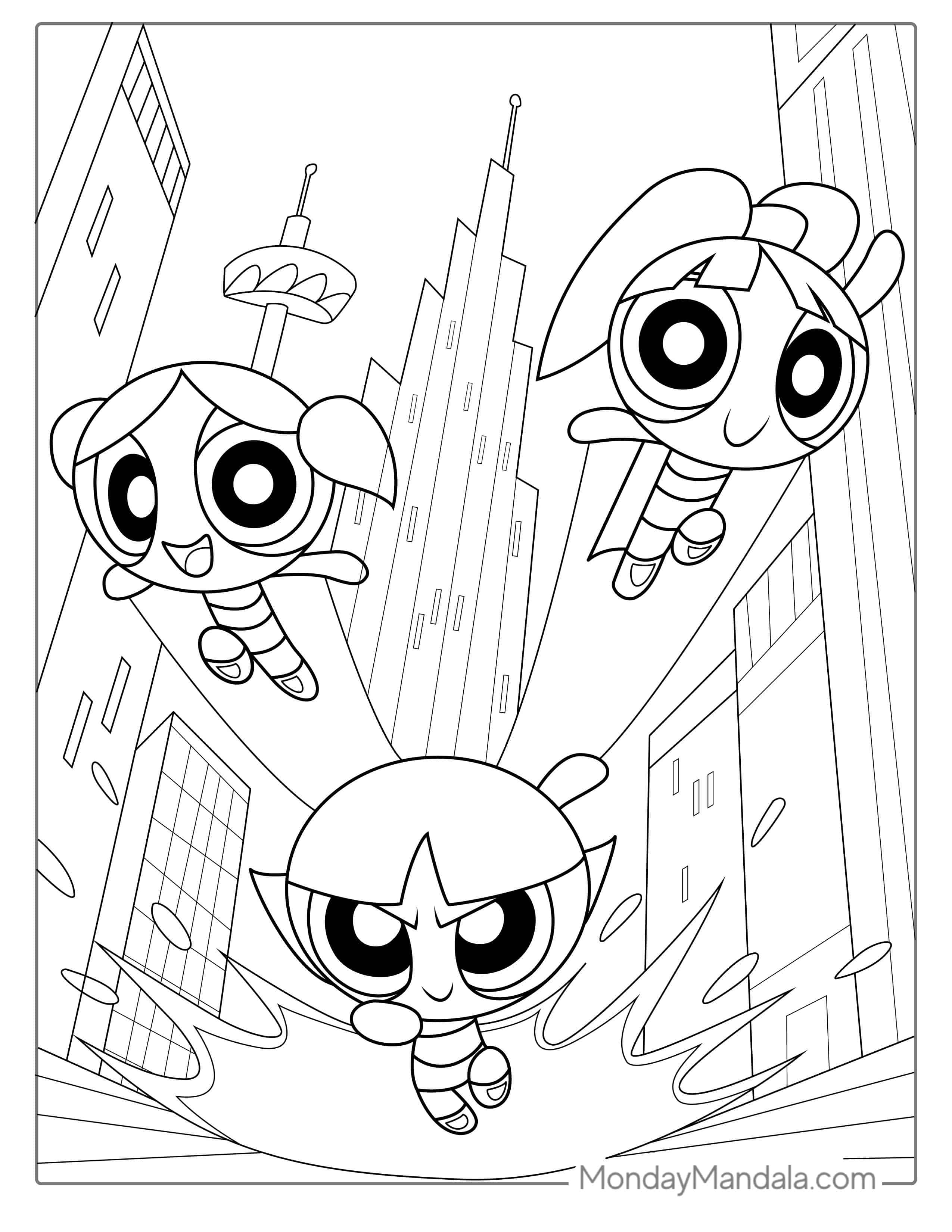 Powerpuff Girls Coloring Page For Kids coloring page