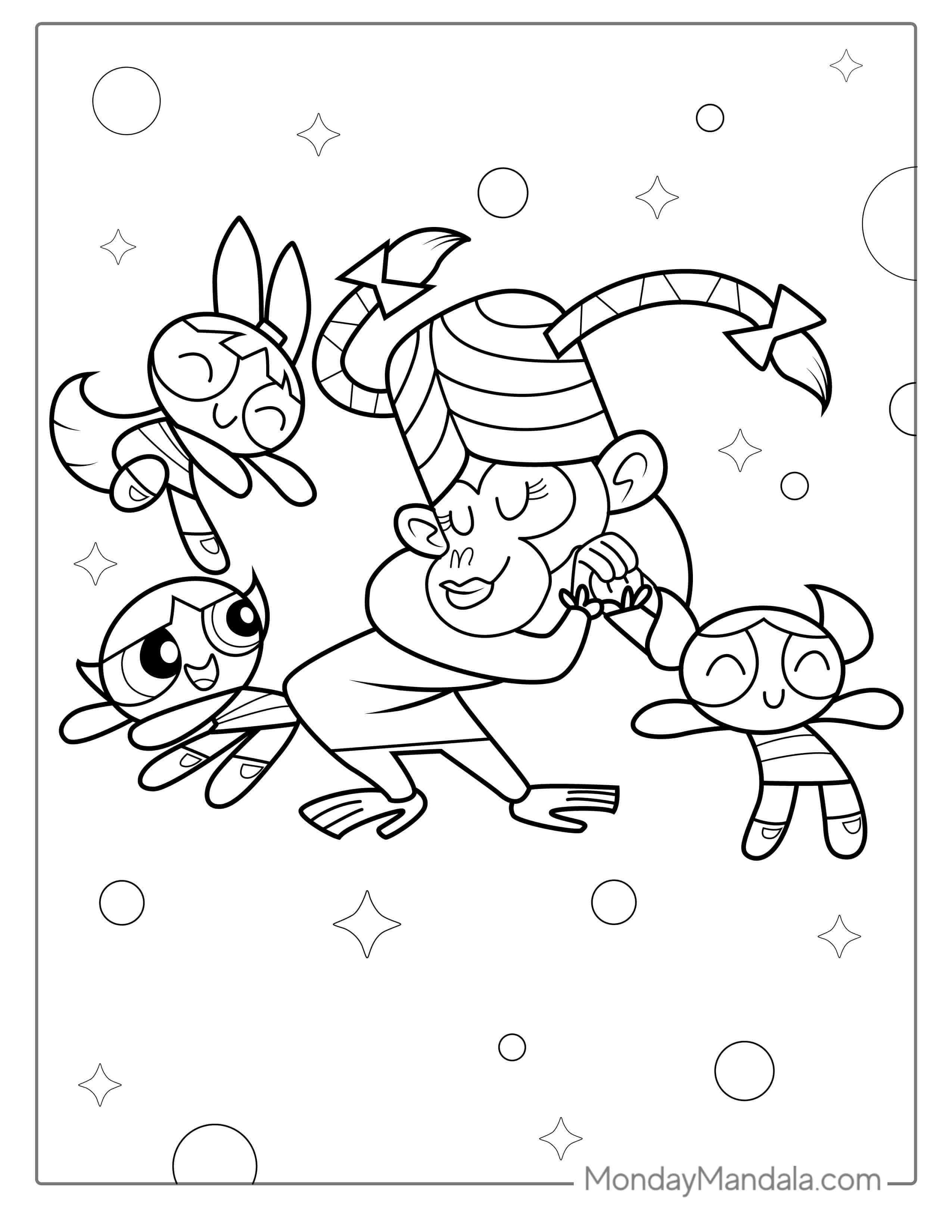 Powerpuff Girls Sleepover Coloring Page coloring page