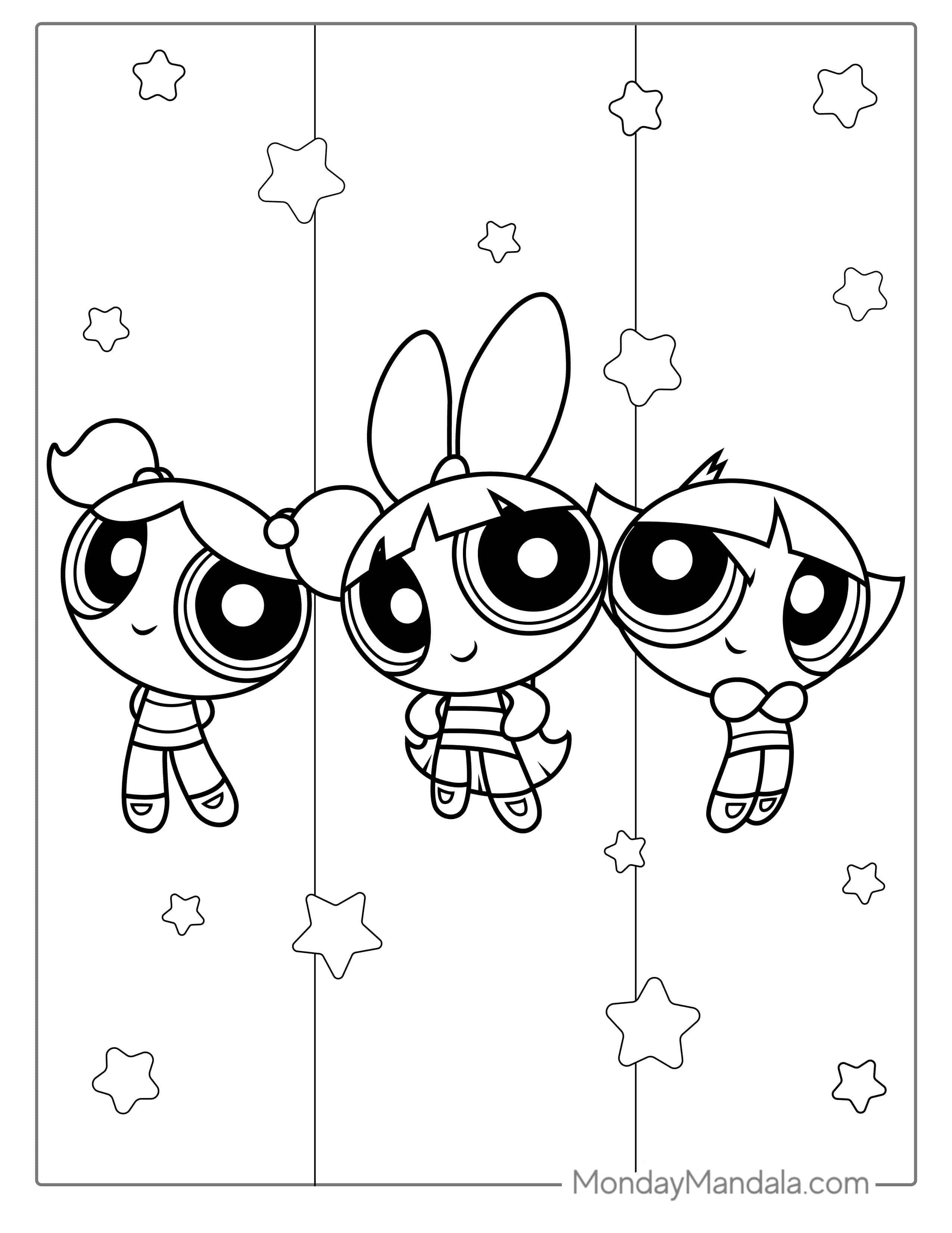 Simple Powerpuff Girls Coloring Page For Kids coloring page