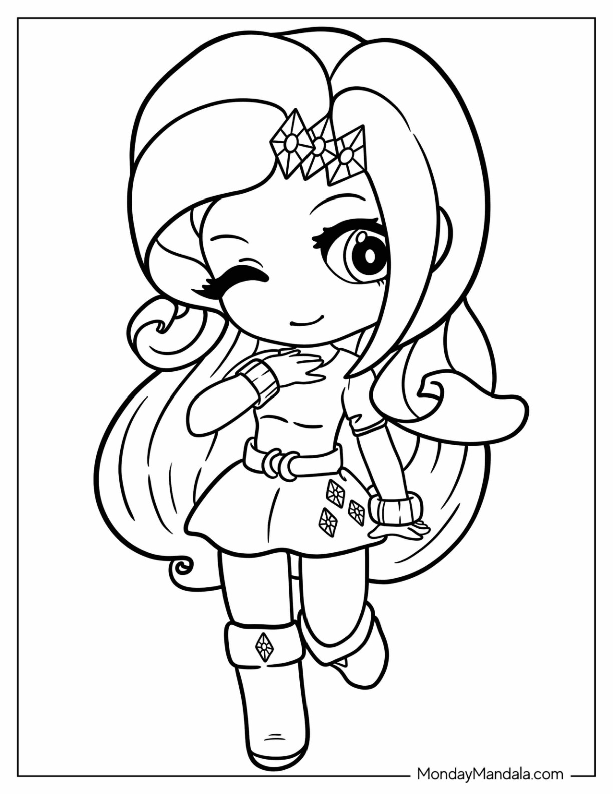 Chibi Equestria Girls Rarity Coloring Page For Preschoolers coloring page — printable line art