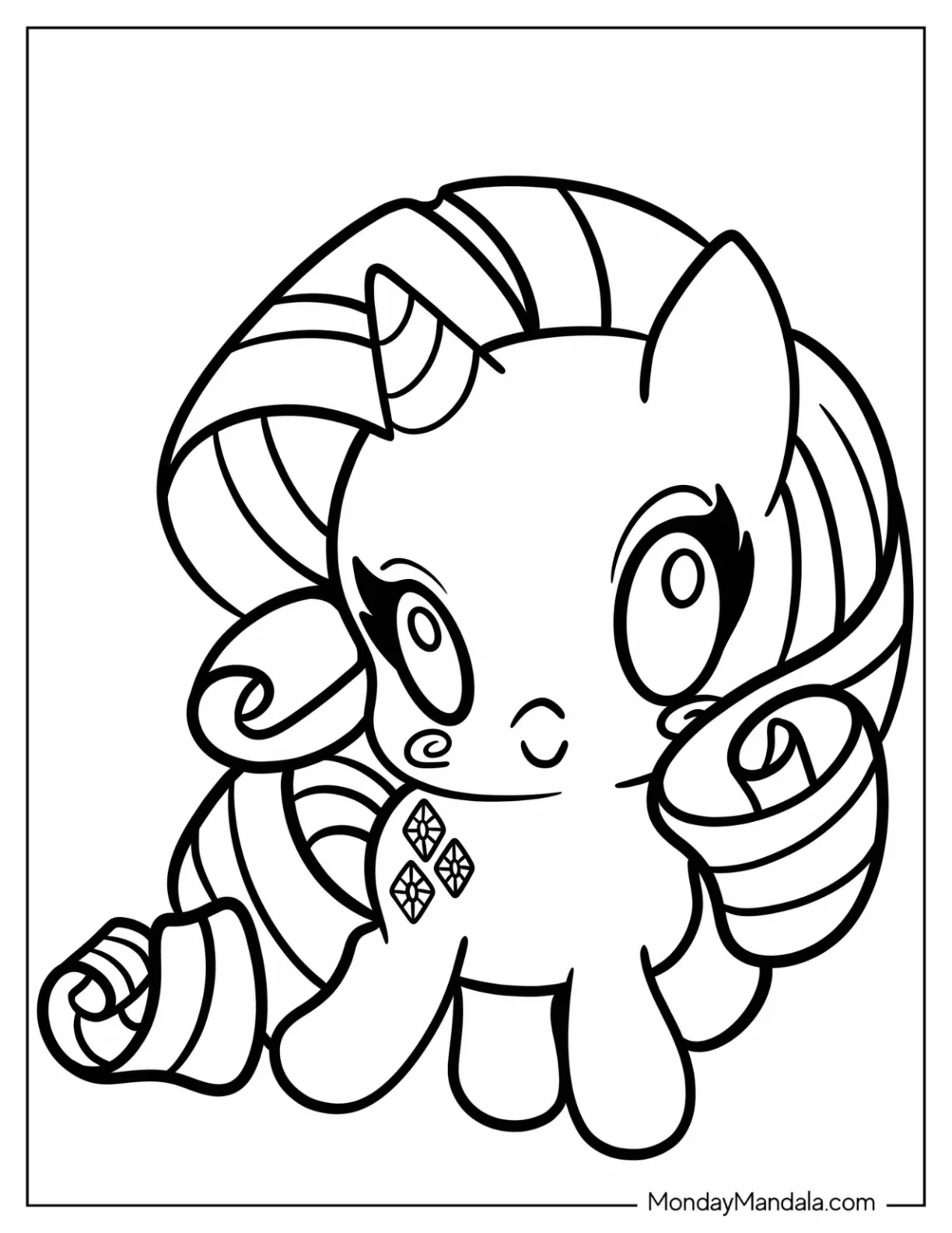 Cute Chibi Rarity Coloring Page For Preschoolers coloring page — printable line art