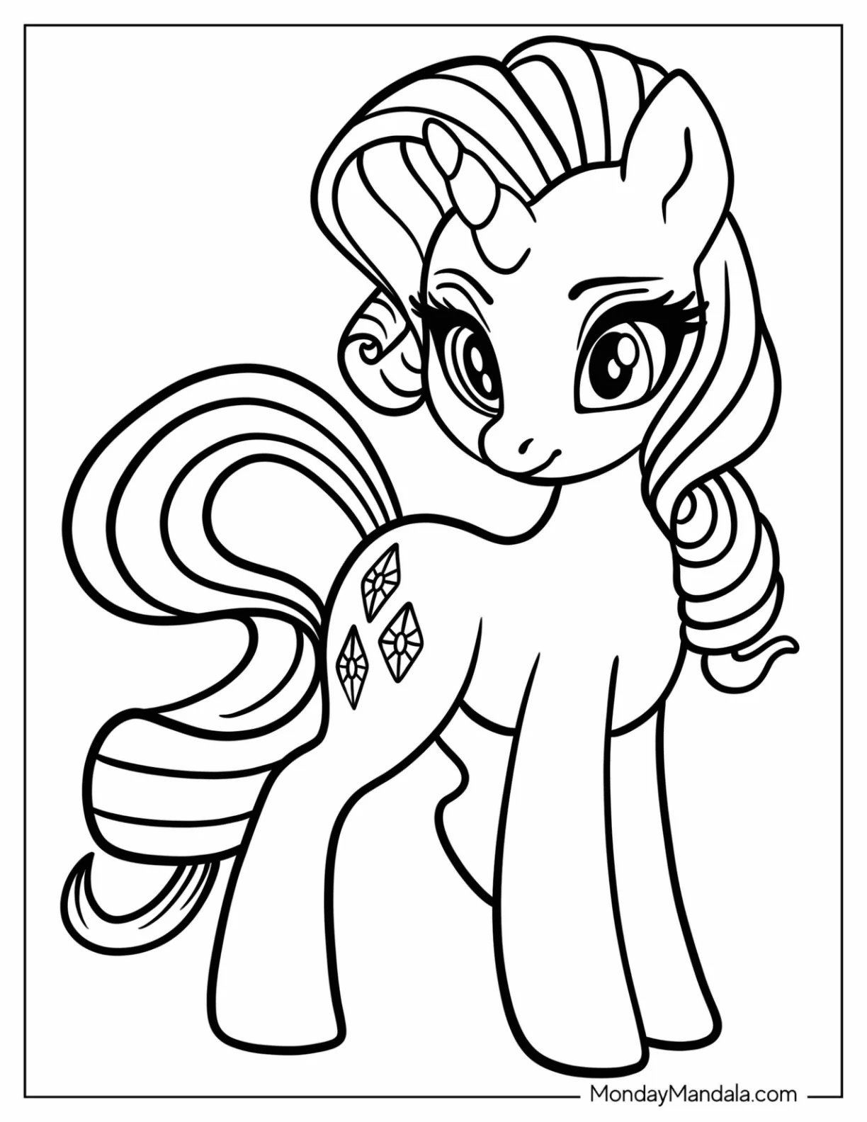 Easy Rarity Coloring Page For Preschoolers coloring page — printable line art
