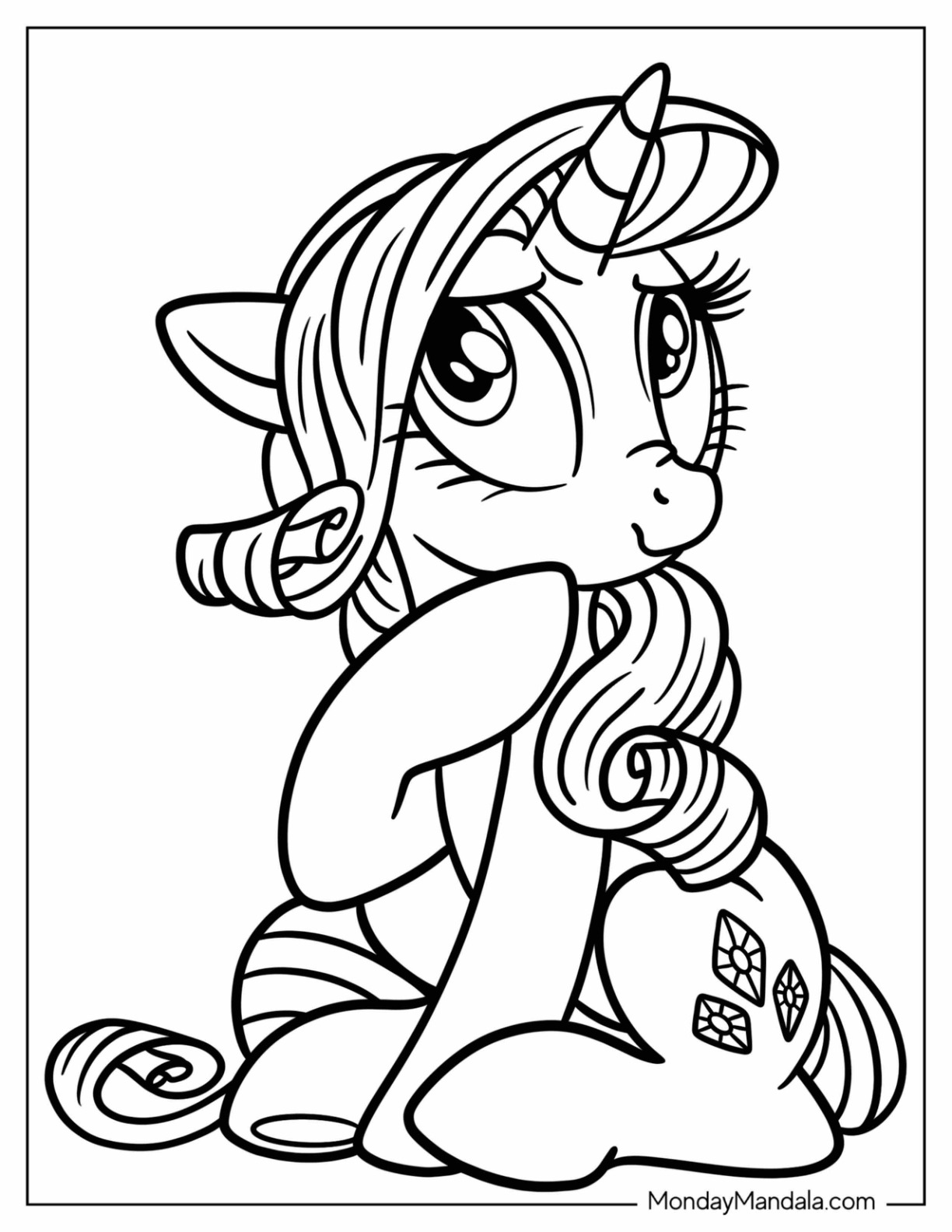 Simple Rarity Coloring Page For Kids coloring page