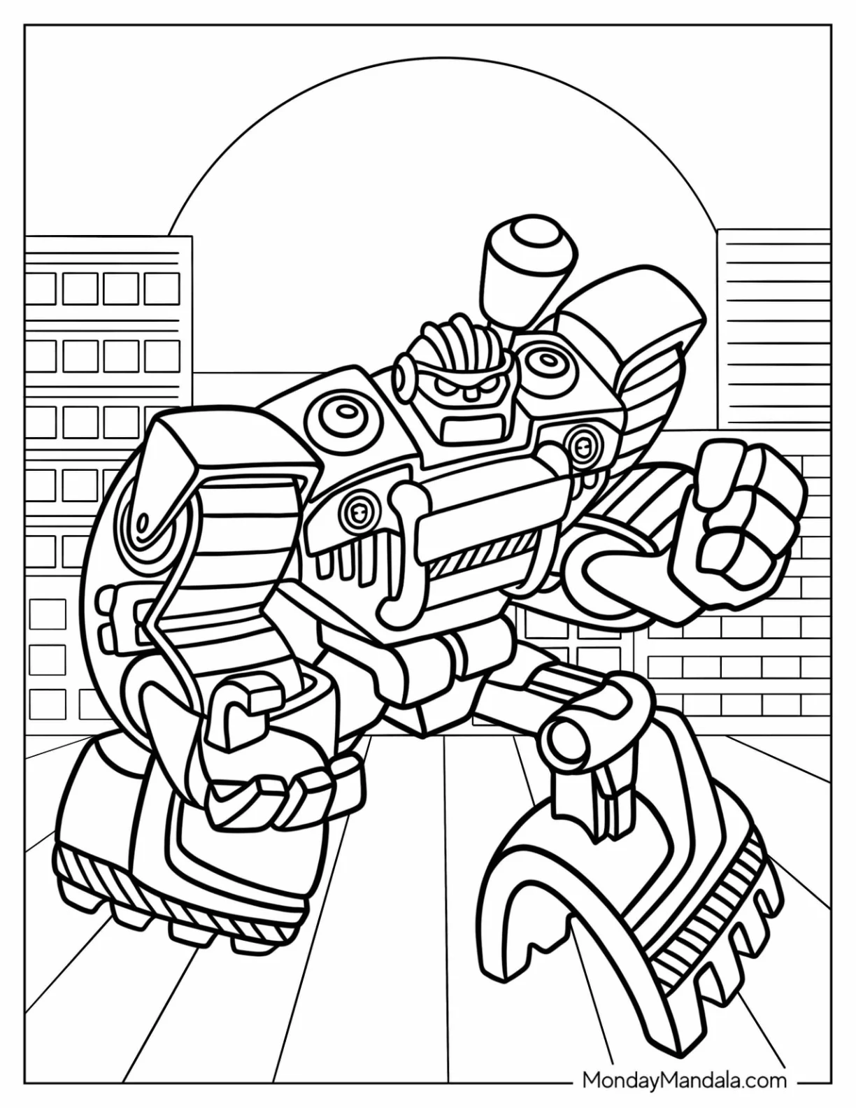 Detailed Rescue Bots Coloring Page Of Boulder In The City coloring page
