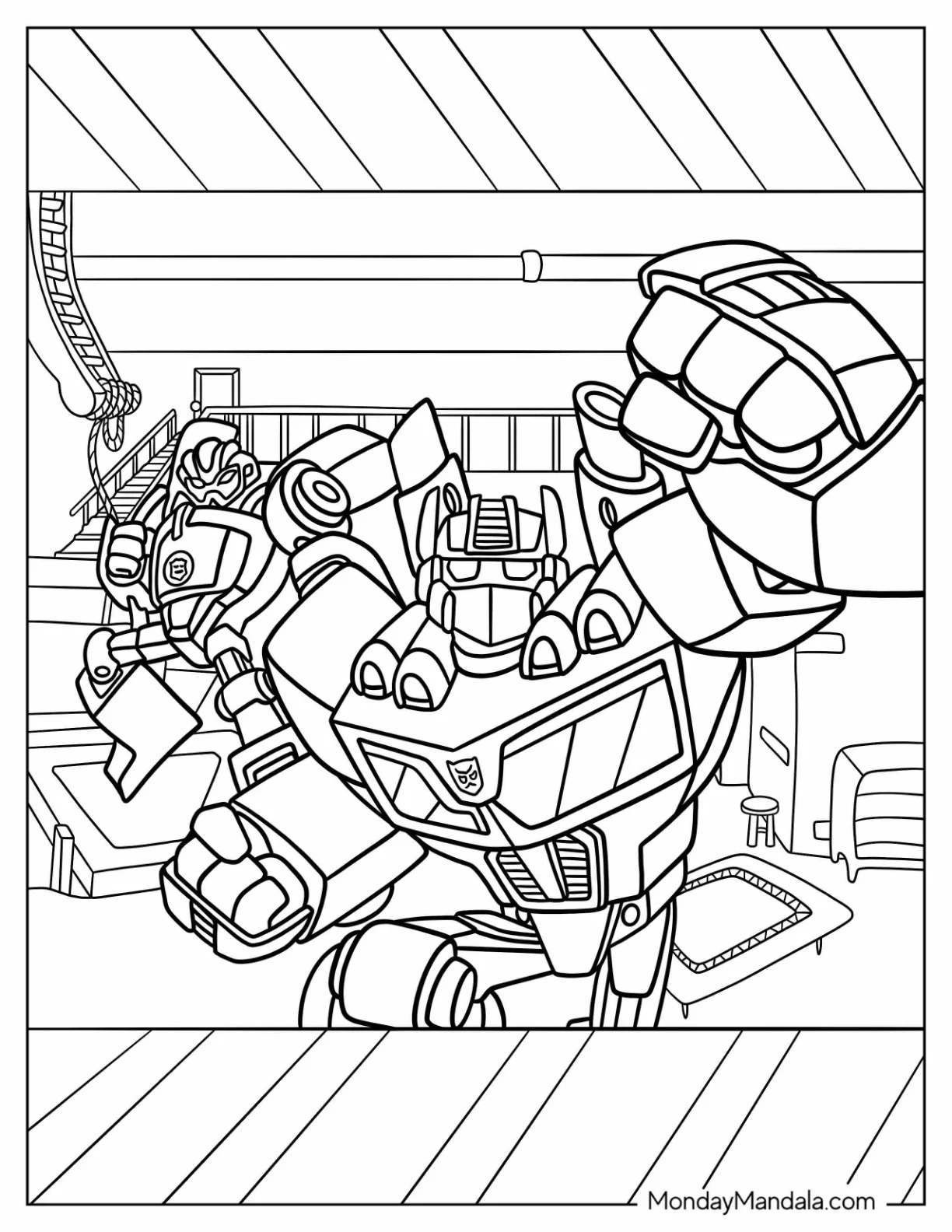 Optimus Prime And Bumblebee Rescue Bots Coloring Page coloring page