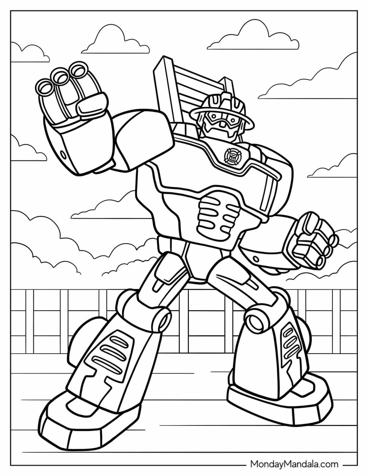 Rescue Bots Coloring Page Heatwave Punching The Air coloring page