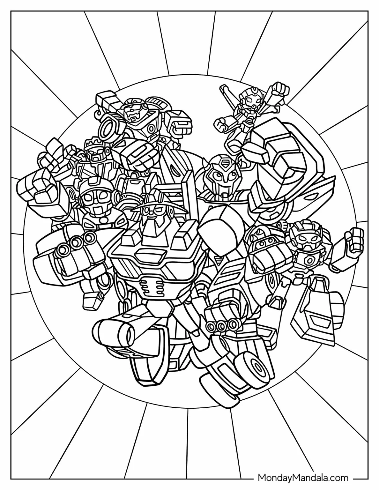 Rescue Bots Coloring Page Of Characters Poster coloring page