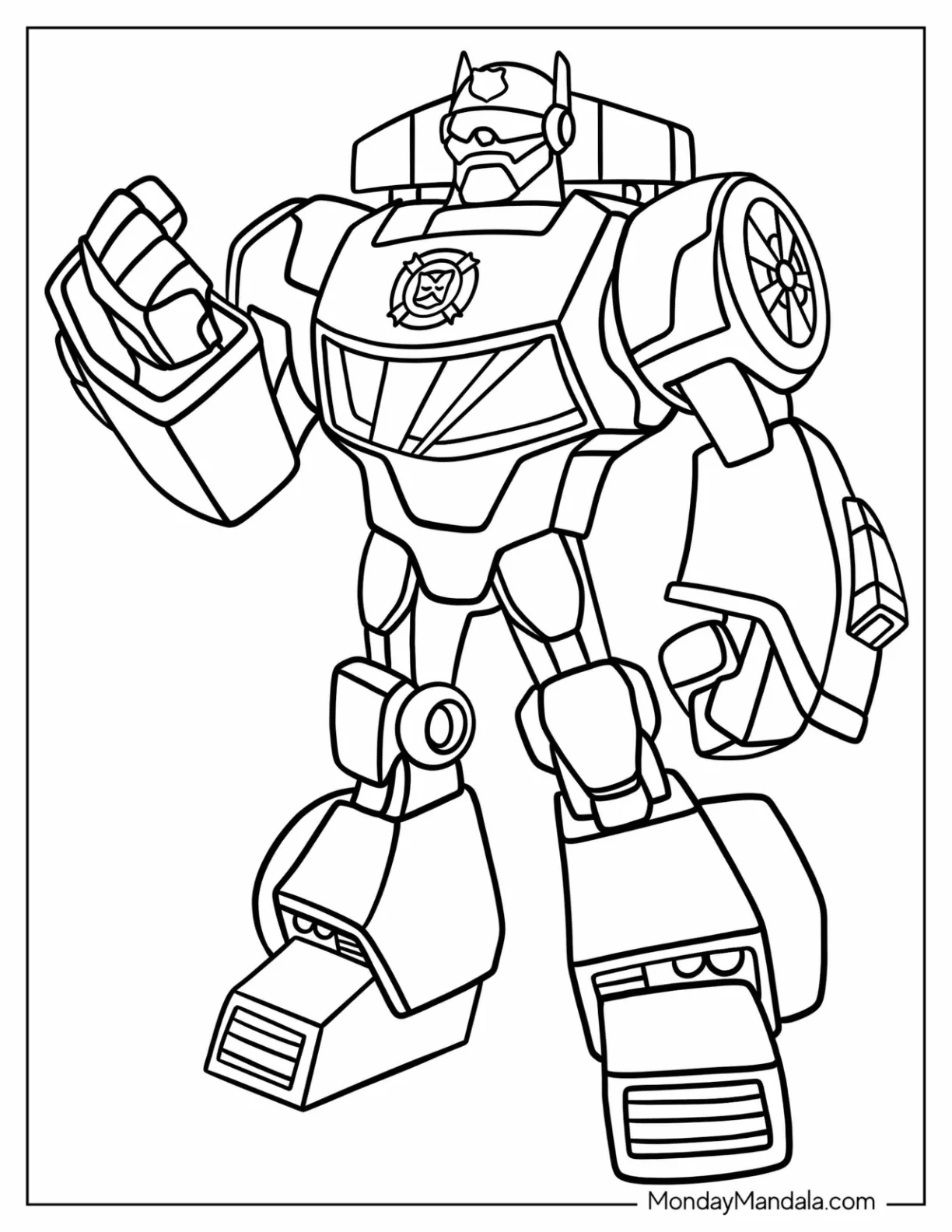 Rescue Bots Coloring Page Of Chase The Police Bot In Robot Form coloring page