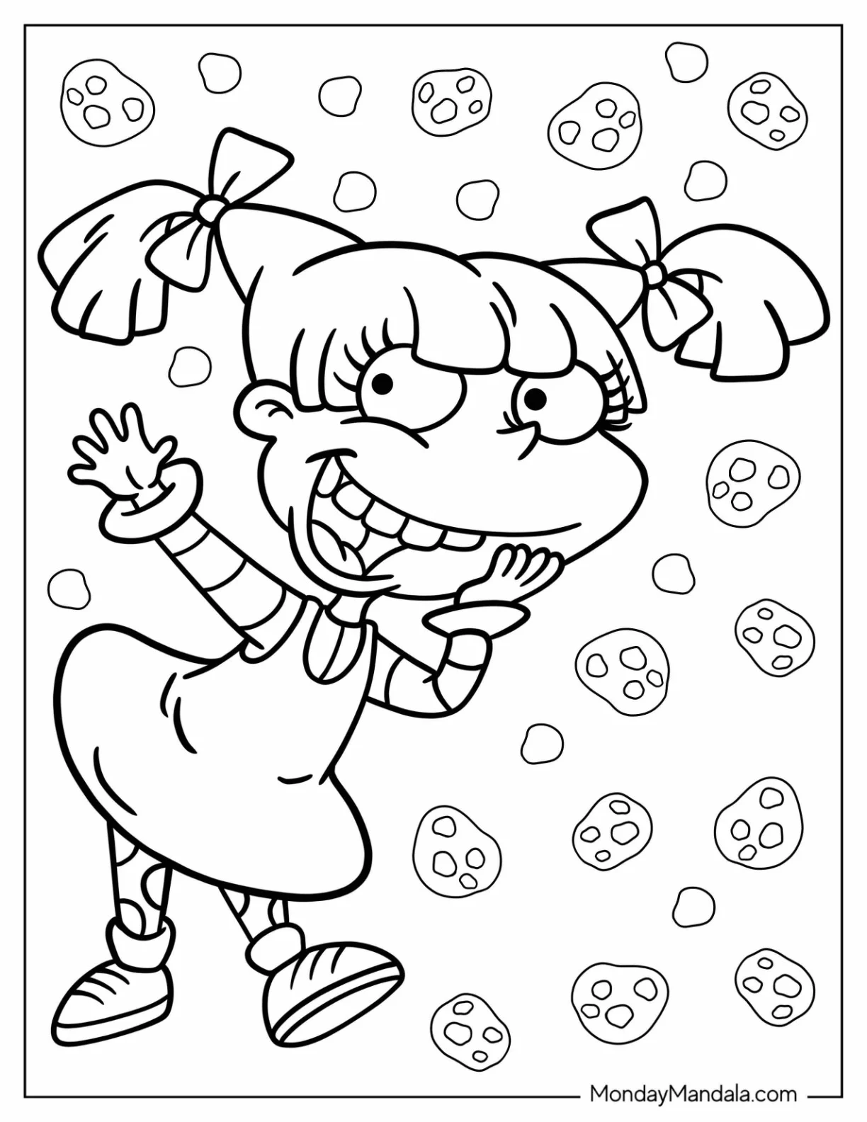 Rugrats Coloring Page Of Happy Angelika Pickles Waving coloring page