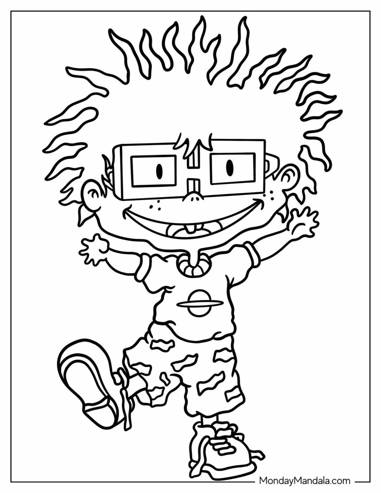 Rugrats Coloring Page Of Simple Chuckie Finster Outline For Kids coloring page