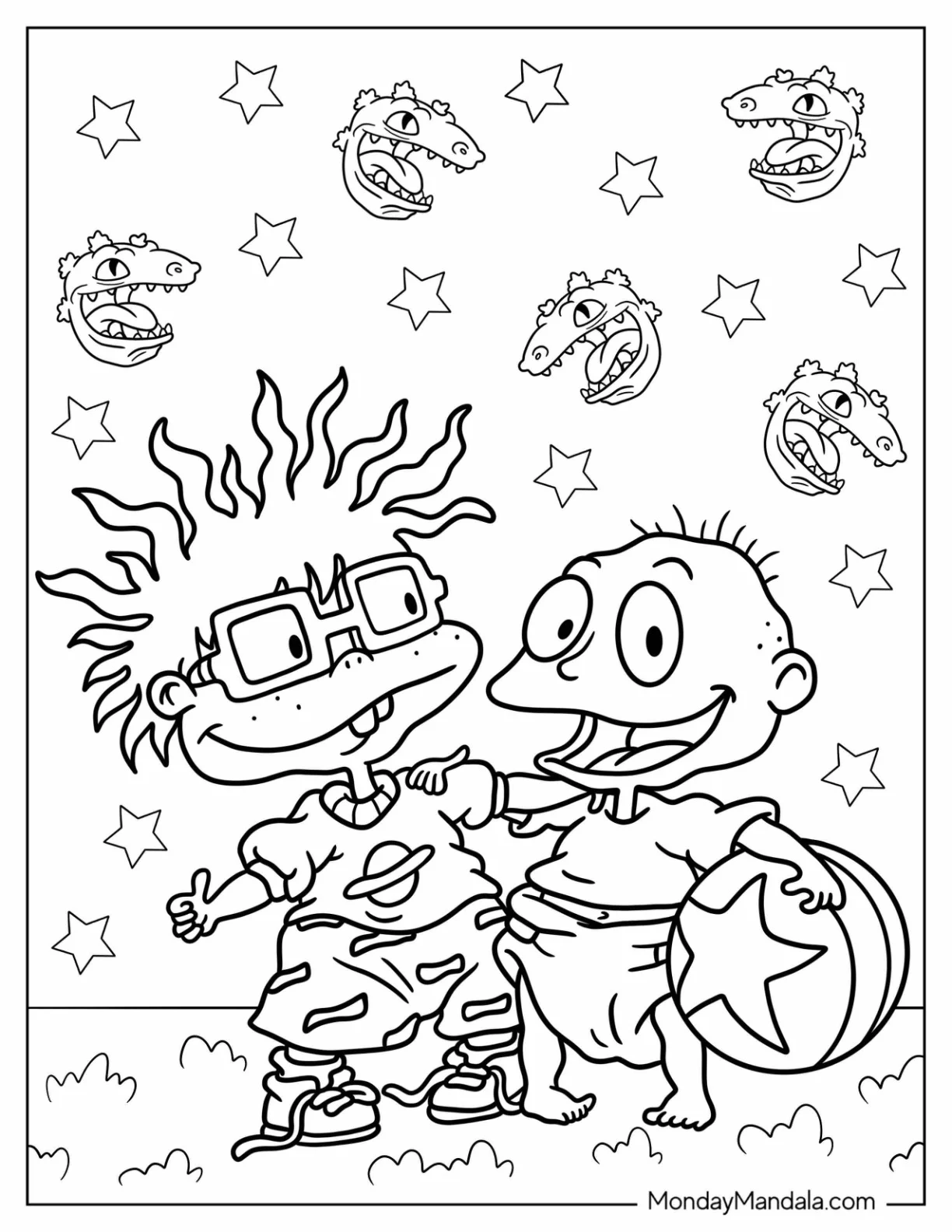 Rugrats Coloring Page Of Tommy And Chuckie Smiling Rugrats coloring page