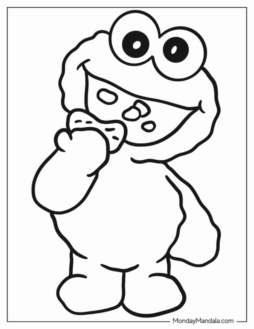 Coloring Sheet Of Cookie Monster Eating Cookie coloring page — printable line art
