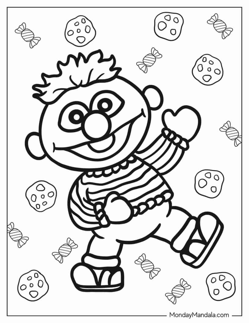 Cute Chibi Ernie Coloring Sheet For Kids coloring page