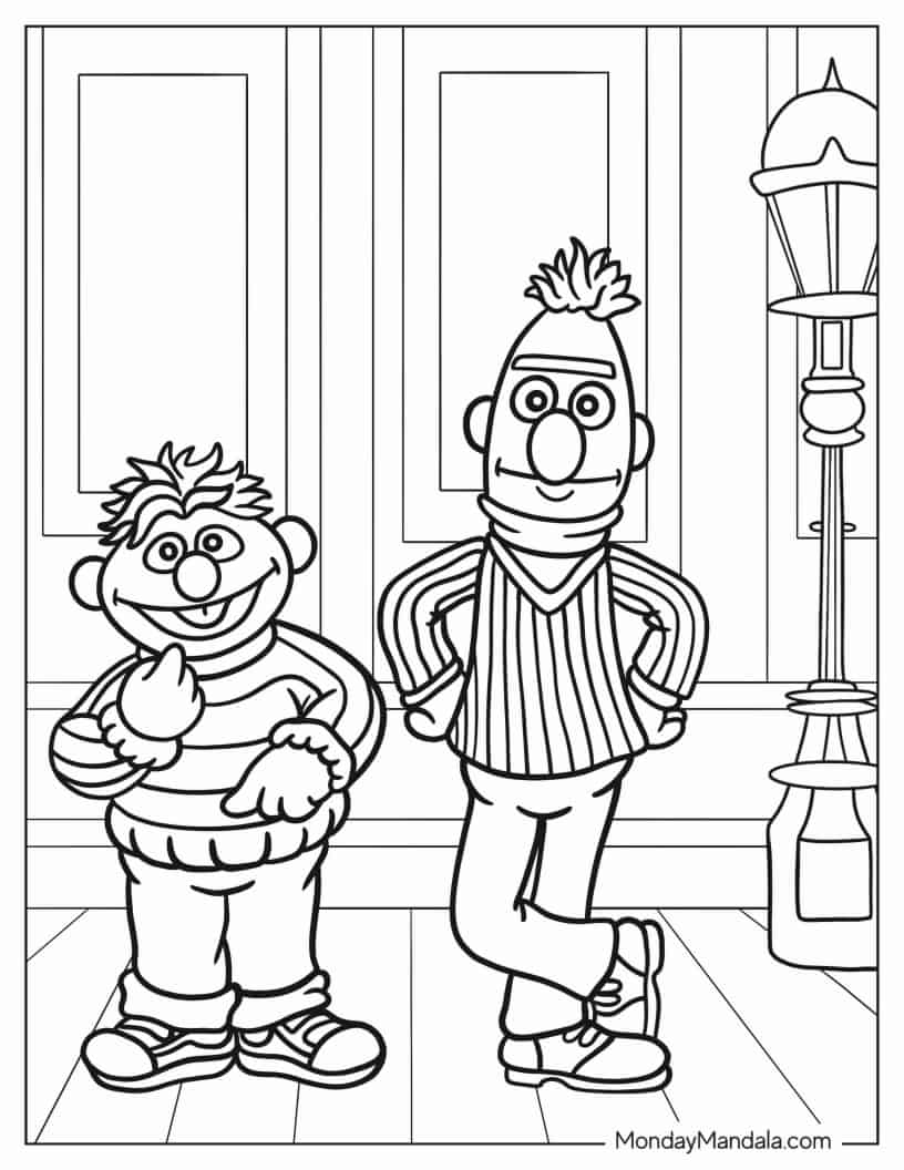 Detailed Coloring Page Of Bert And Ernie coloring page — printable line art