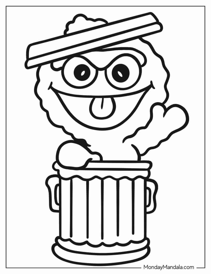 Kawaii Oscar The Grouch Coloring Sheet coloring page