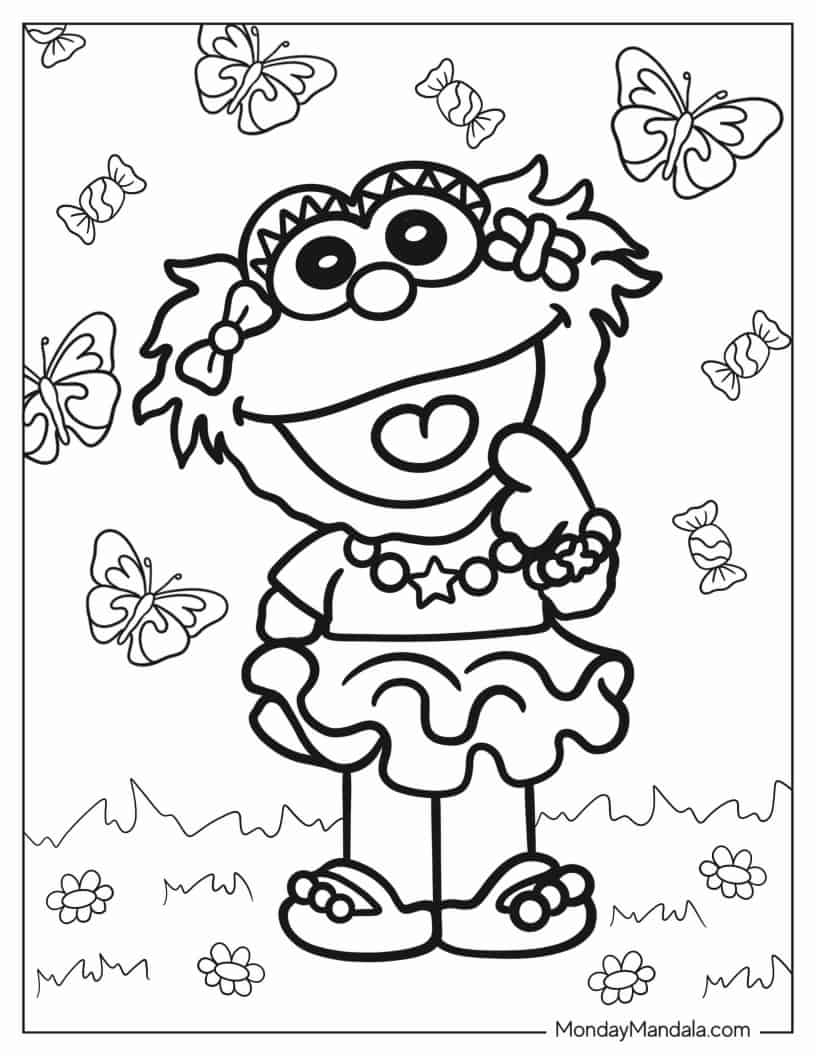 Kawaii Zoe Coloring Sheet coloring page