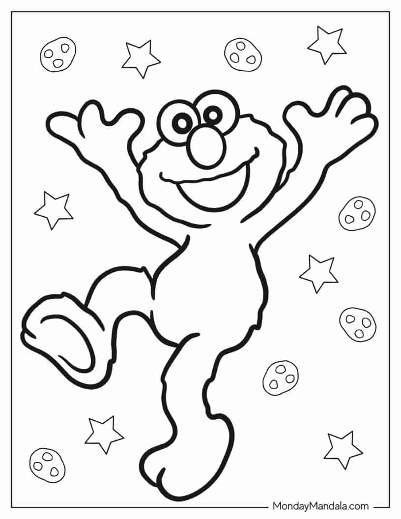 Simple Elmo Coloring In For Preschoolers coloring page