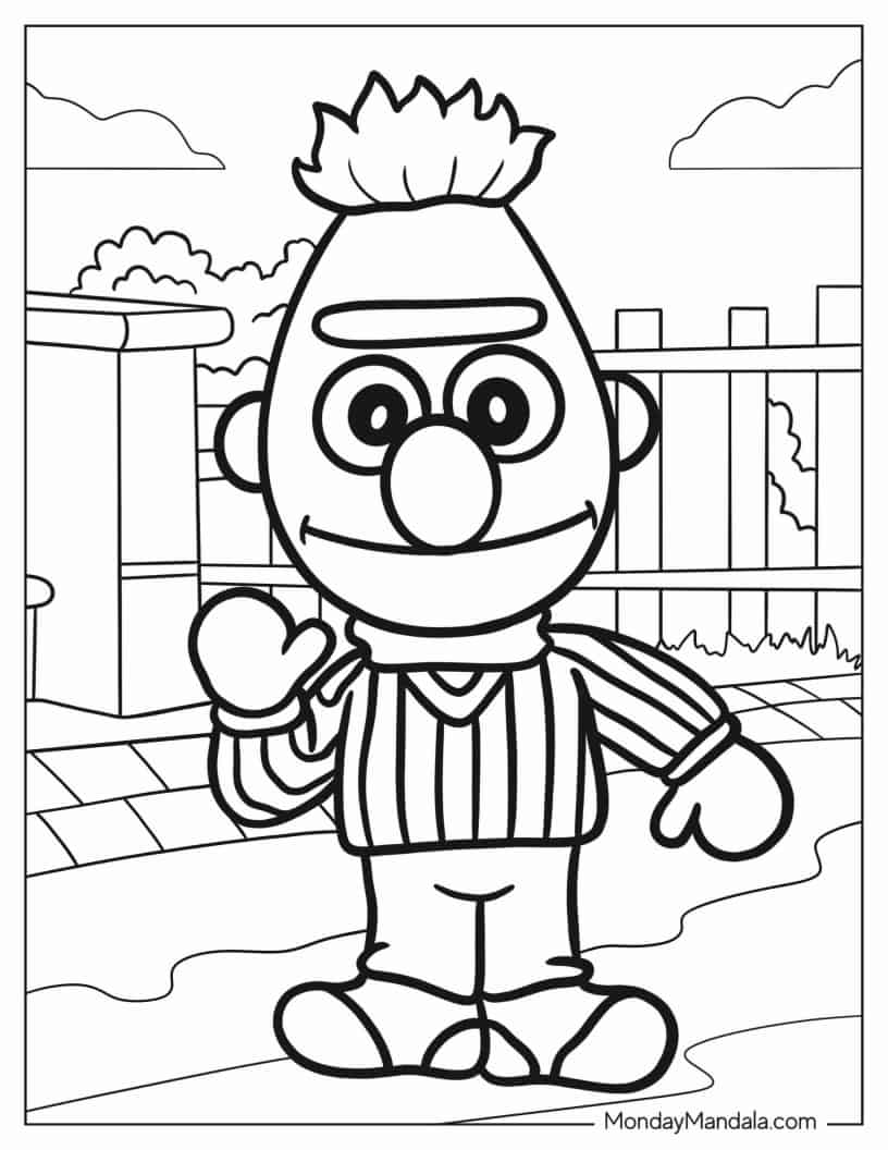 Young Bert Standing On Street coloring page