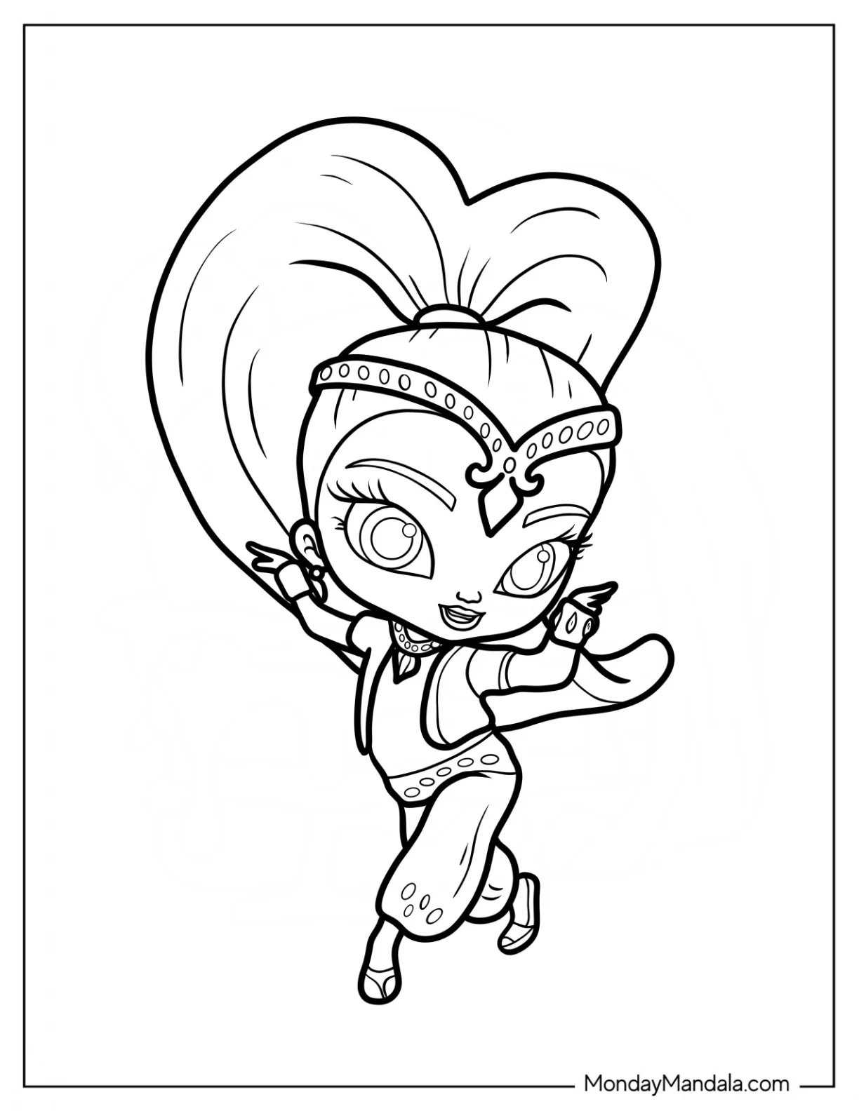 Easy Shimmer And Shine Coloring Page Dancing Outline coloring page