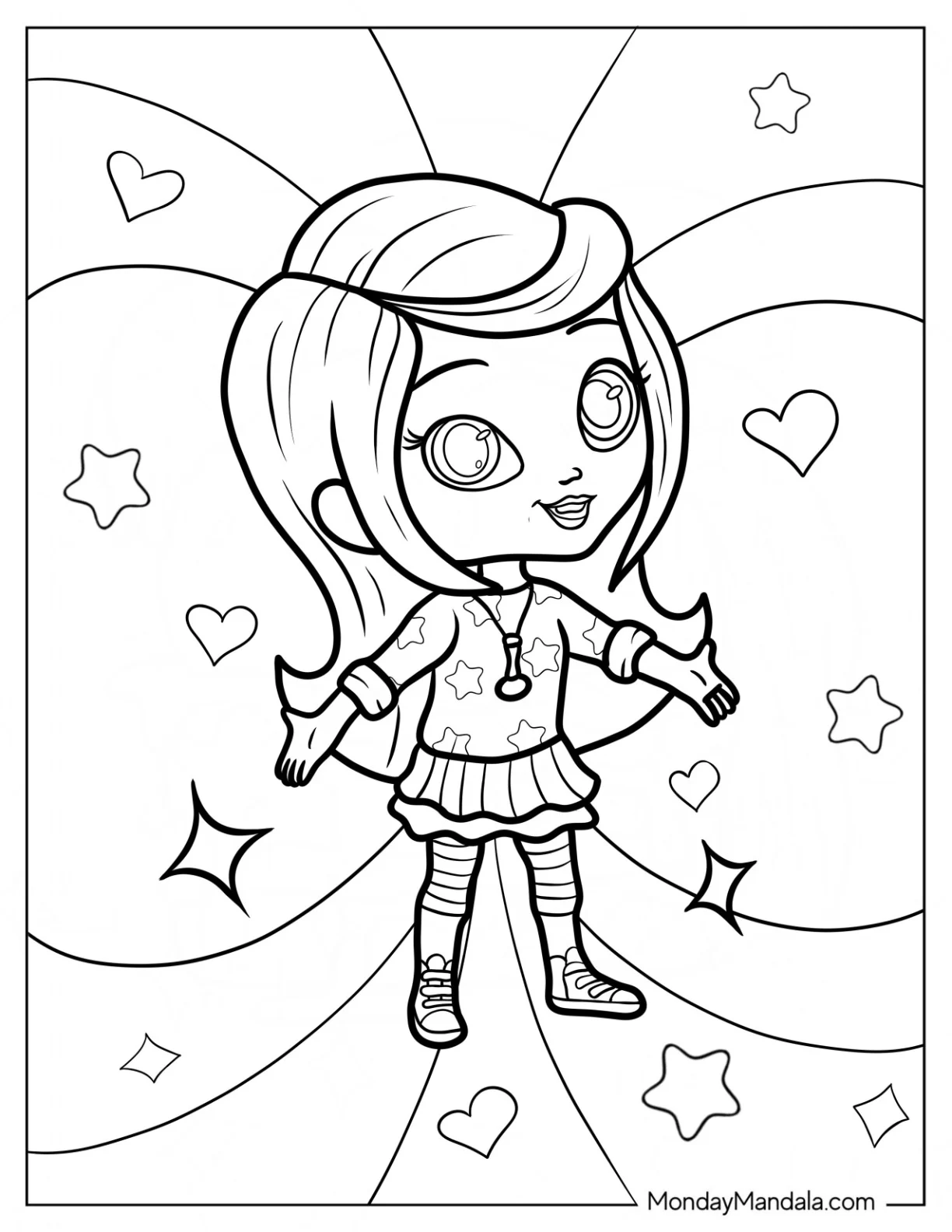Shimmer And Shine Coloring Page Leah In Casual Clothes For Kids coloring page
