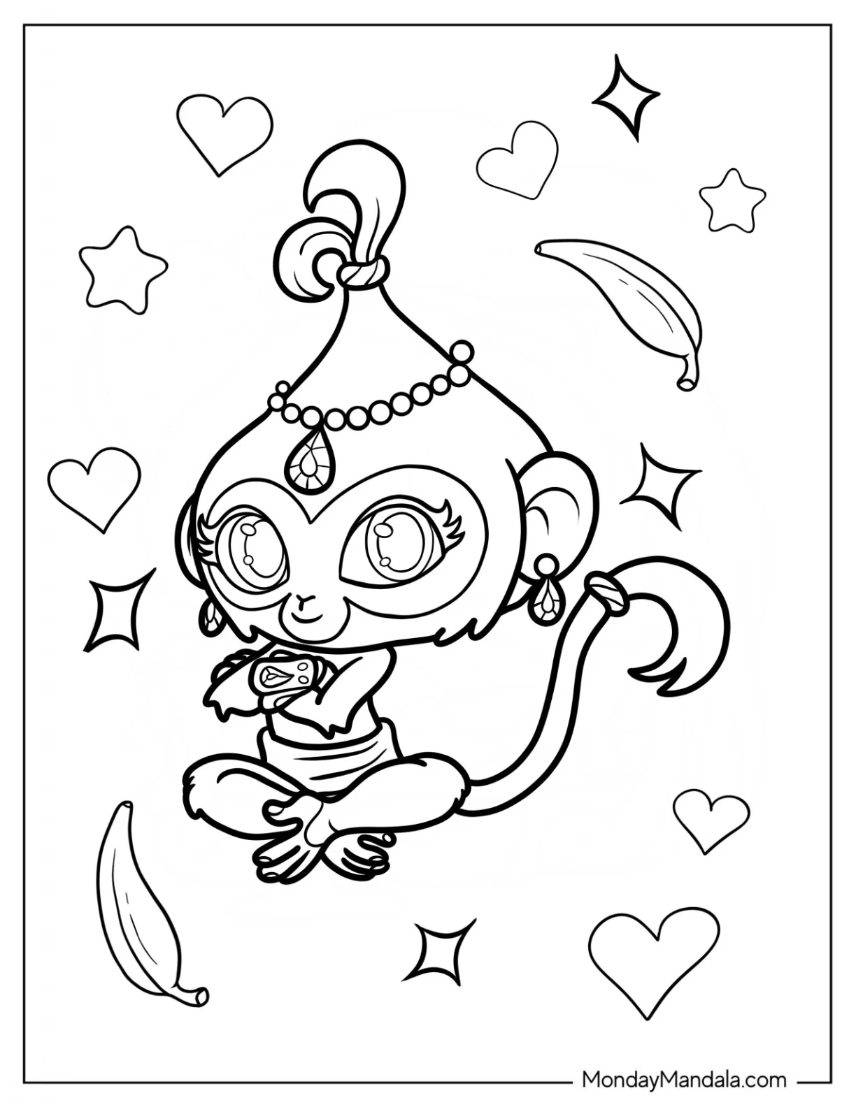 Shimmer And Shine Coloring Page Of Kawaii Tala For Kids coloring page — printable line art