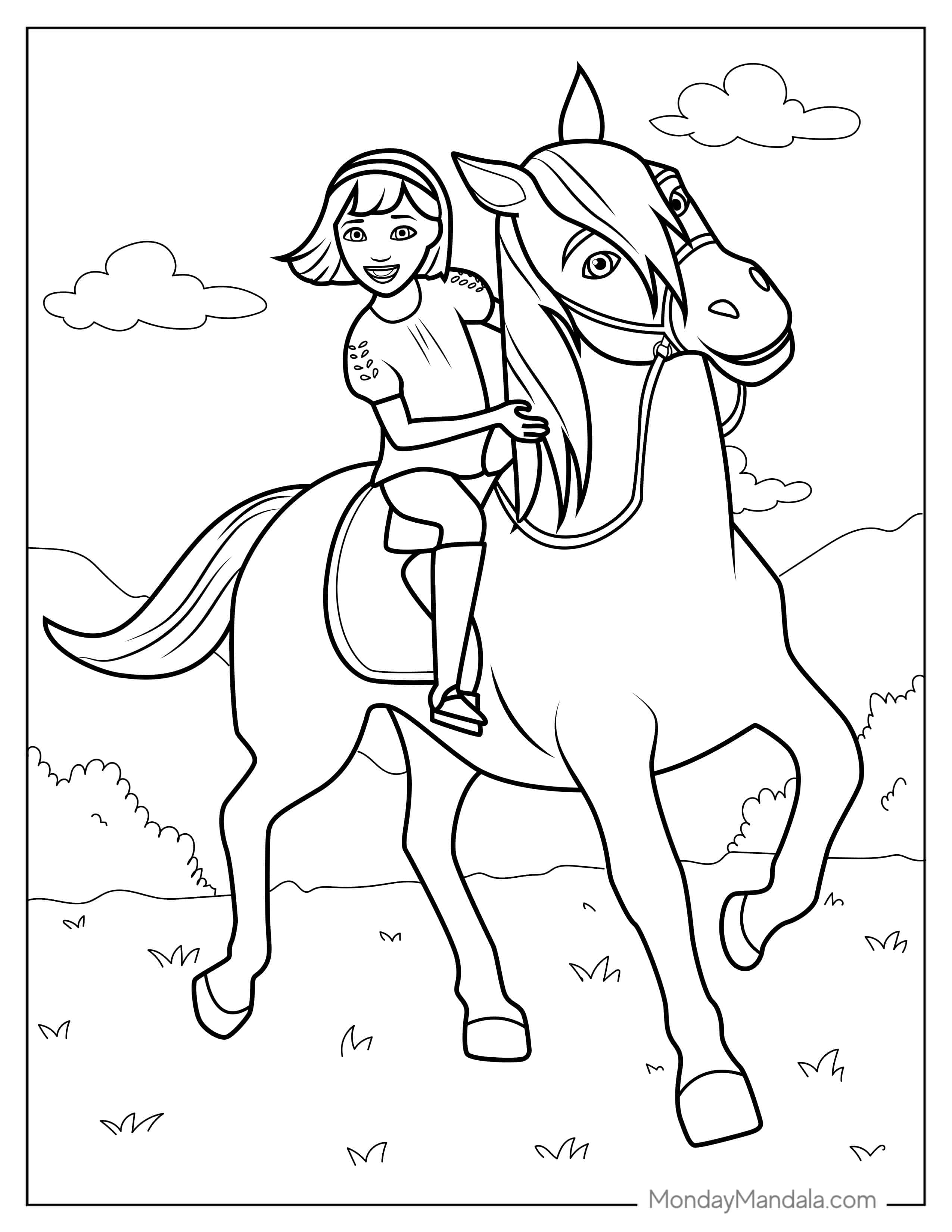Abigail Riding Chica Linda Coloring Page coloring page