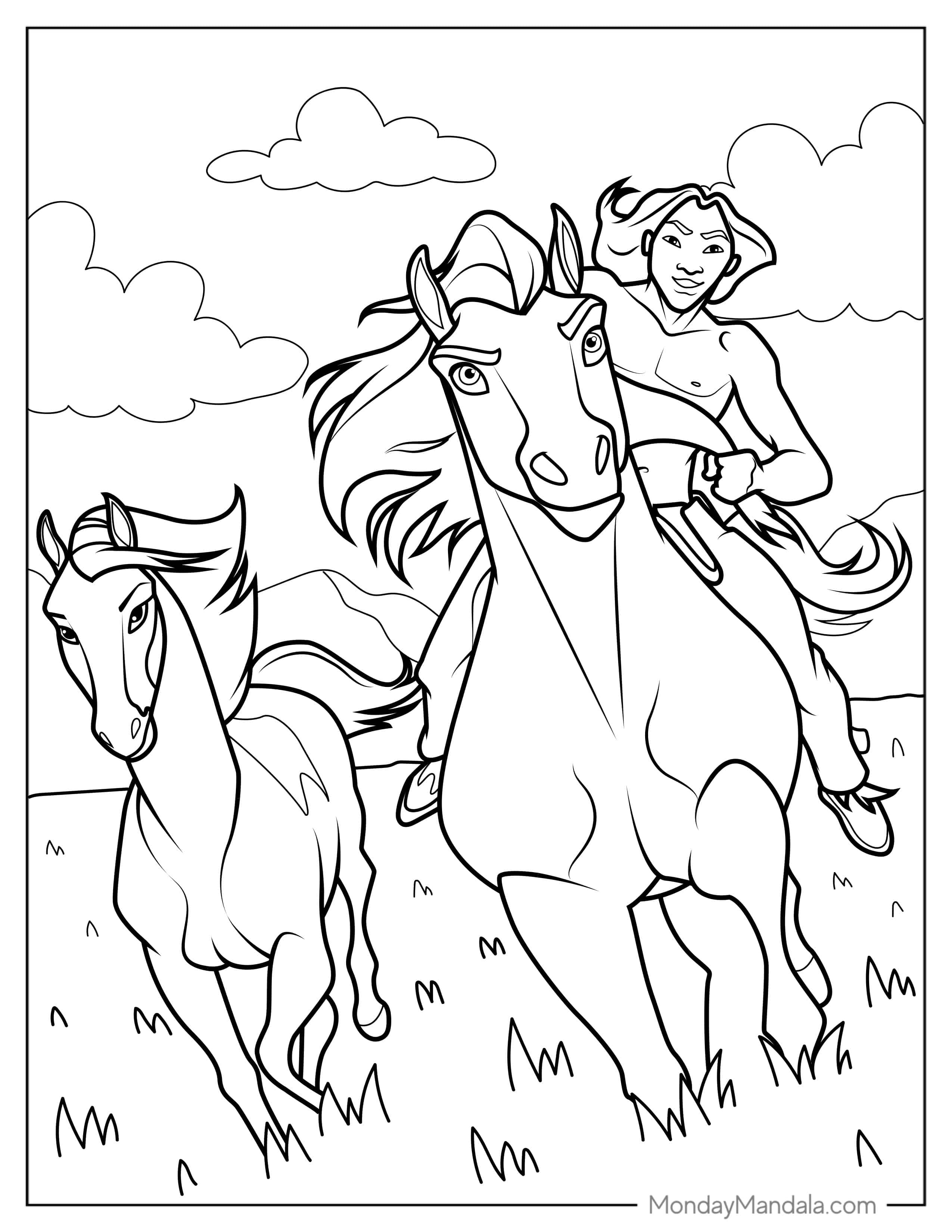Little Creek Riding Horses From Spirit_ coloring page