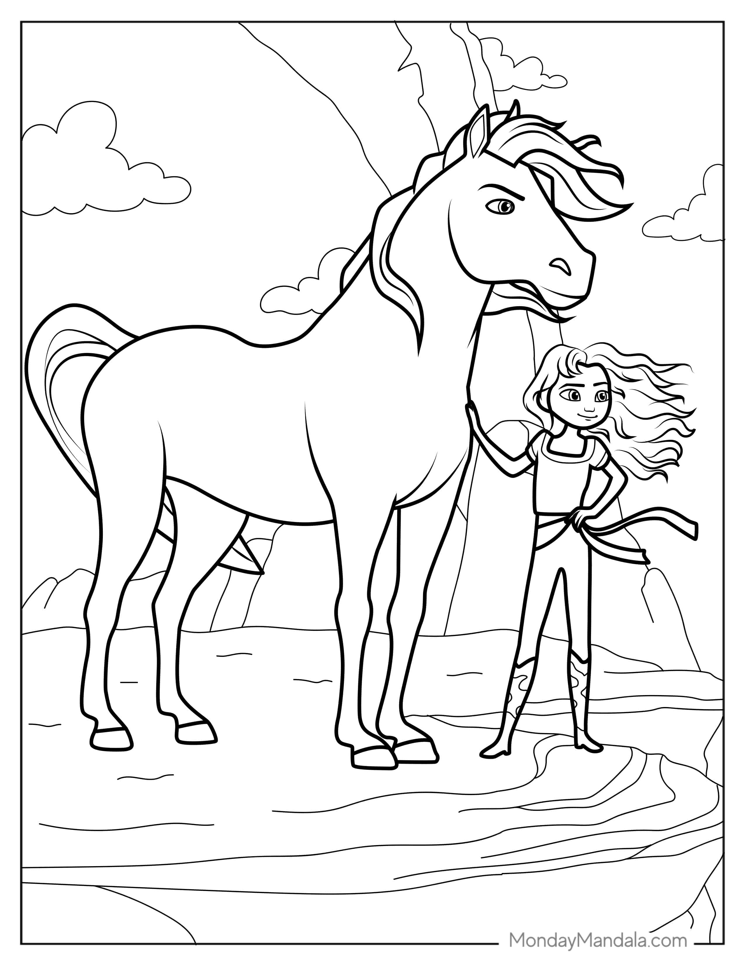 Lucky And Spirit From Spirit To Color coloring page — printable line art