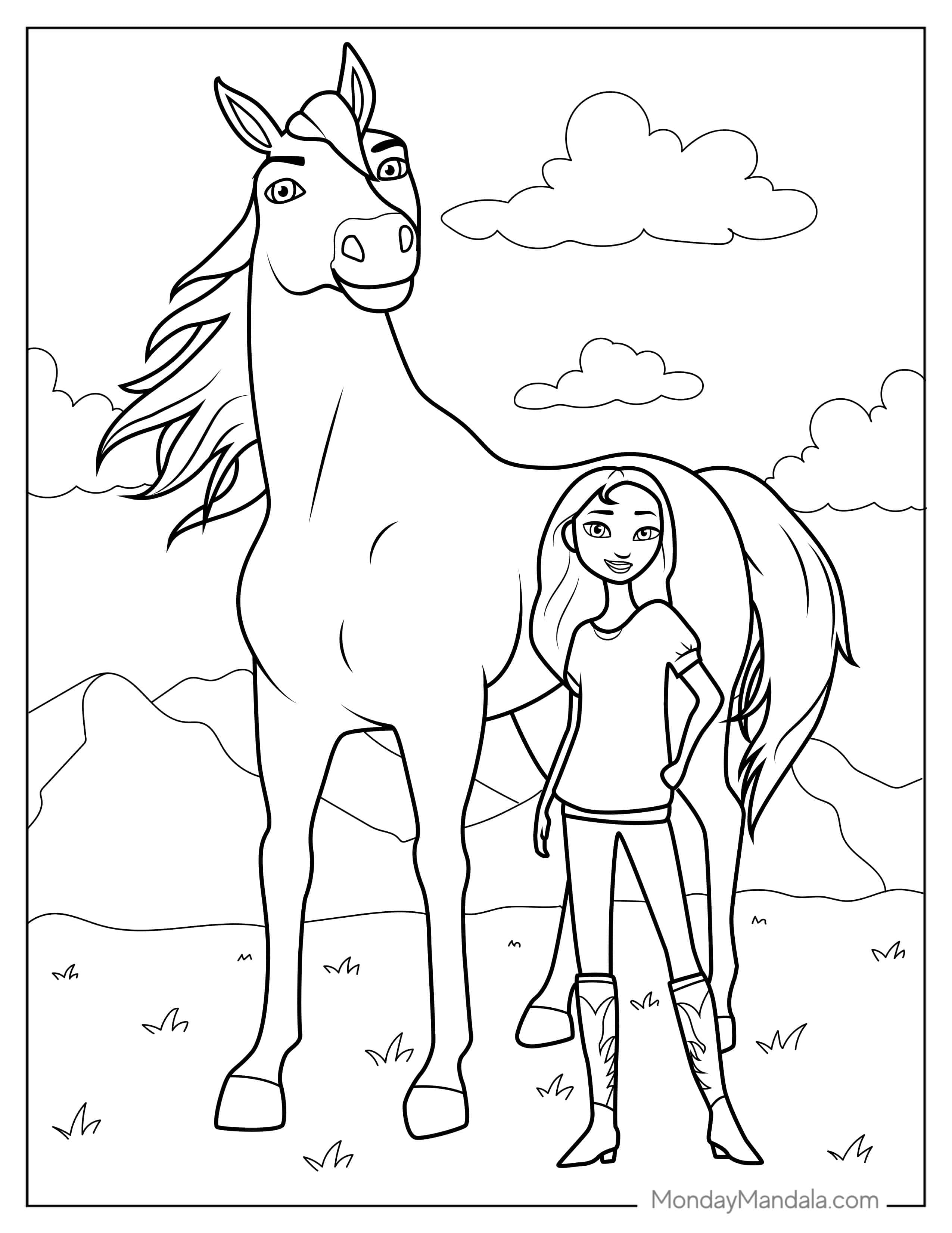 Spirit Jr And Lucky From Riding Free To Color coloring page
