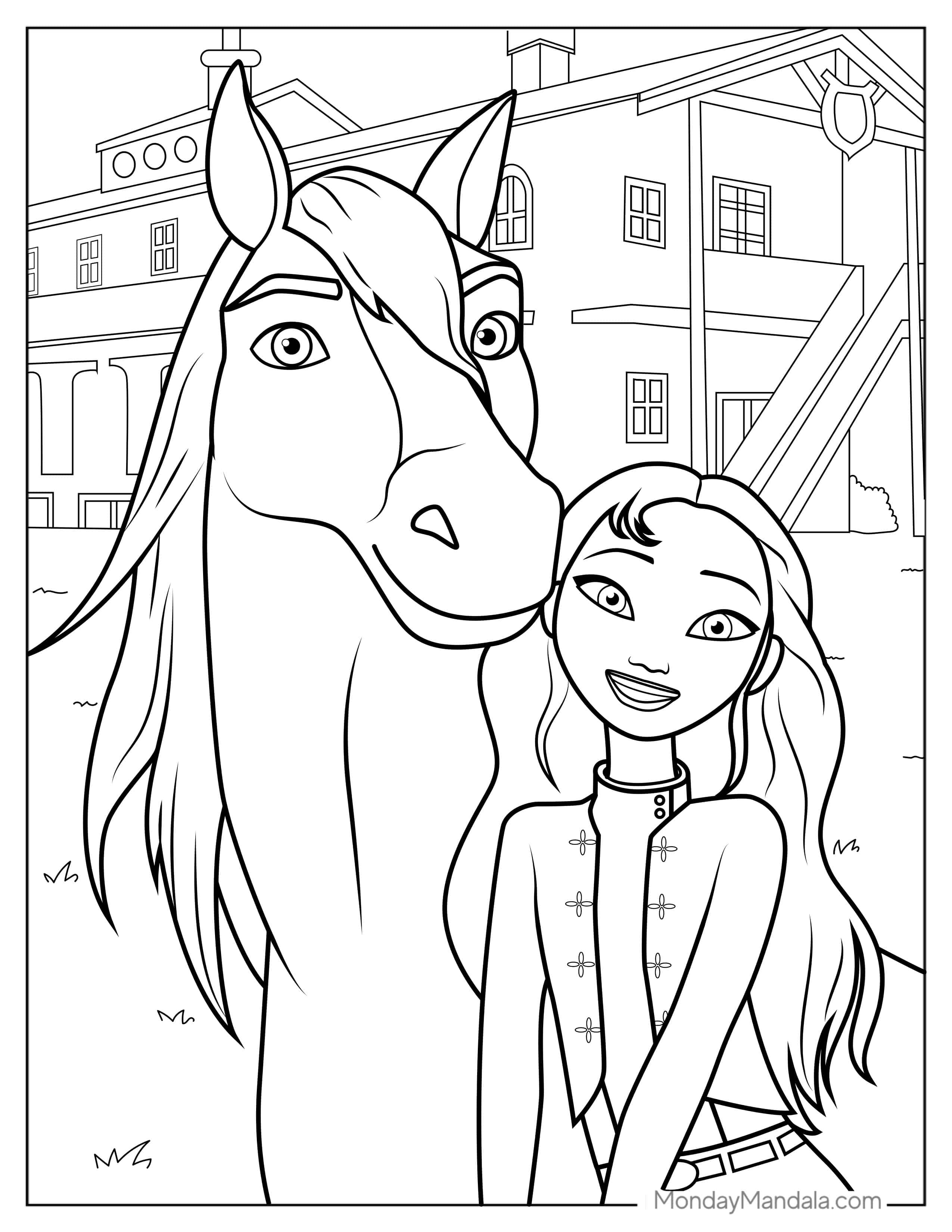 Spirit Lucky And Spirit Coloring Sheet For Kids coloring page — printable line art