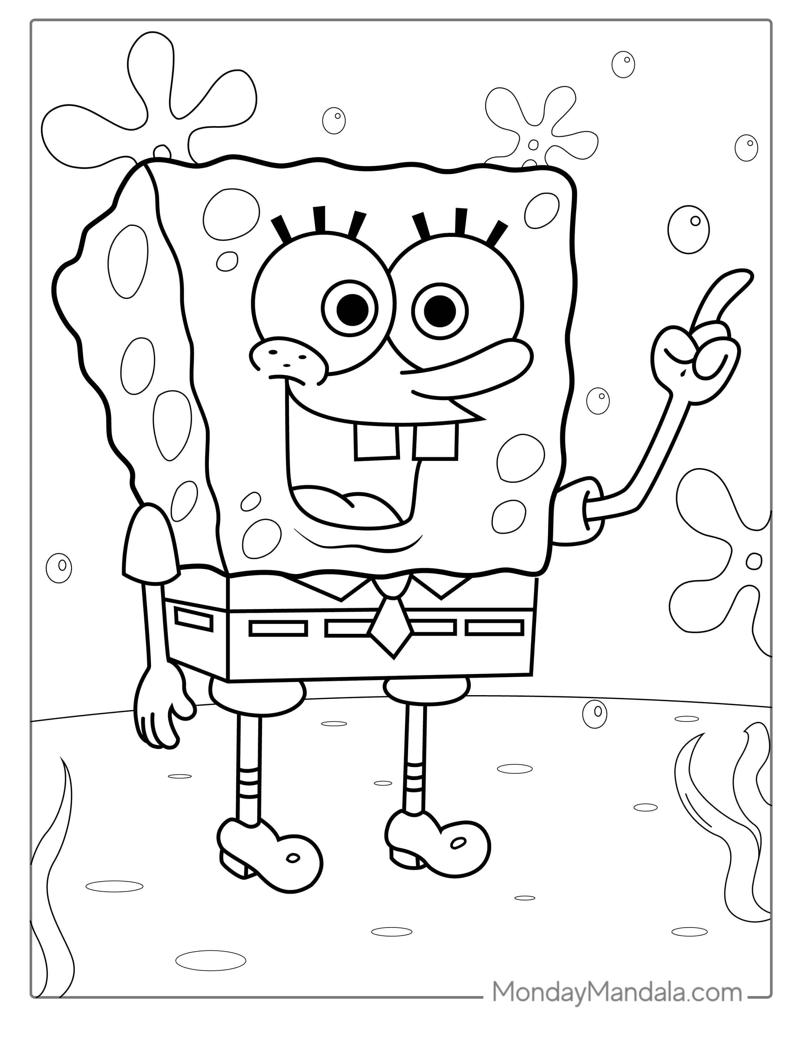 Easy SpongeBob SquarePants Coloring Page For Kids coloring page