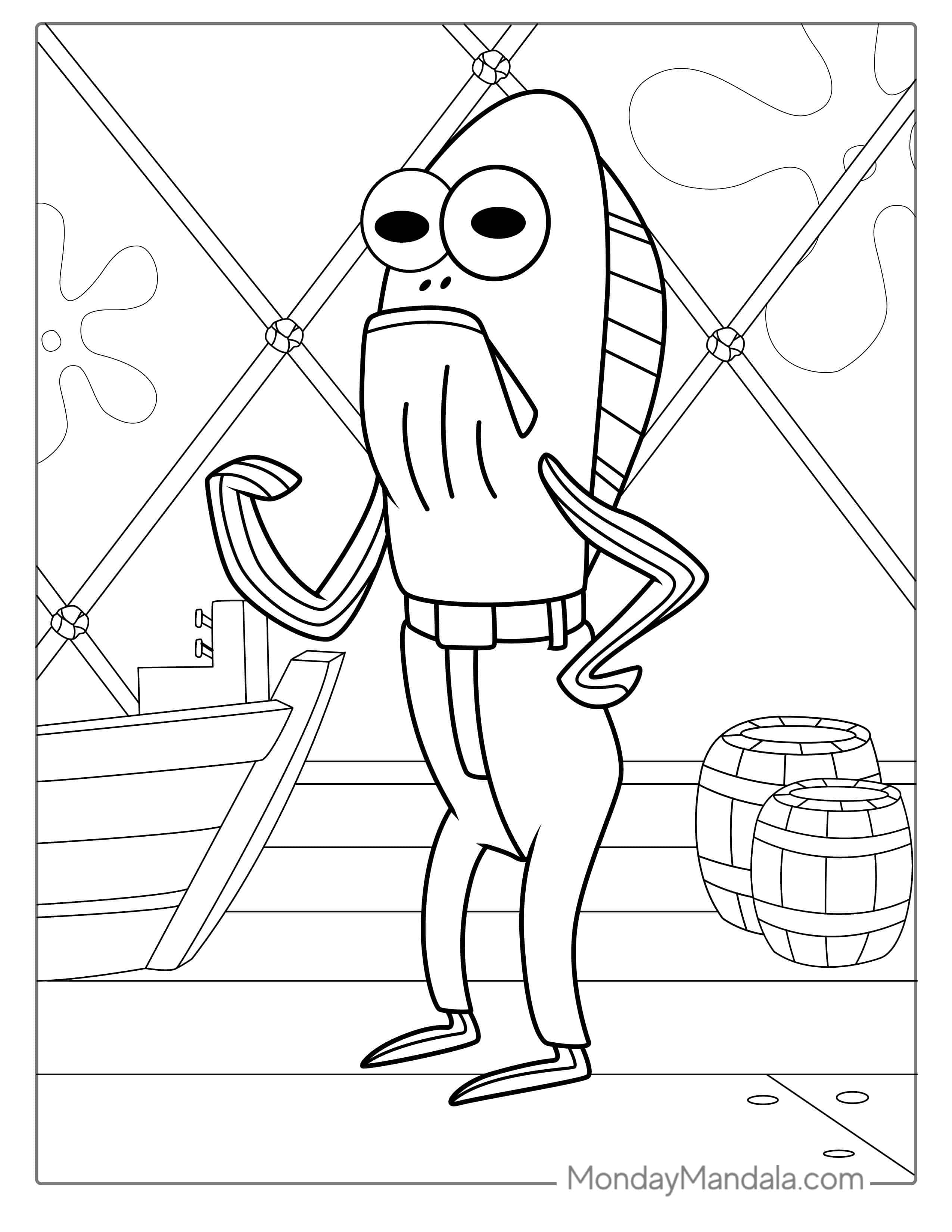 Fish Character From SpongeBob Tv Show To Color coloring page
