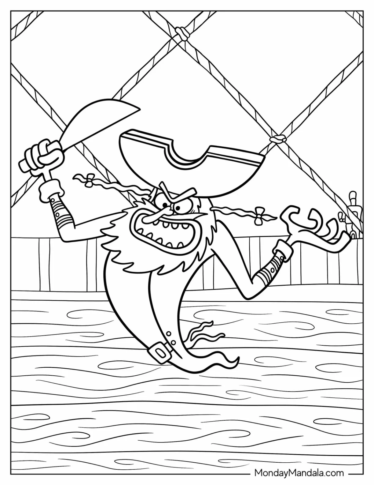 Flying Dutchman In A Rage SpongeBob Coloring Page coloring page — printable line art