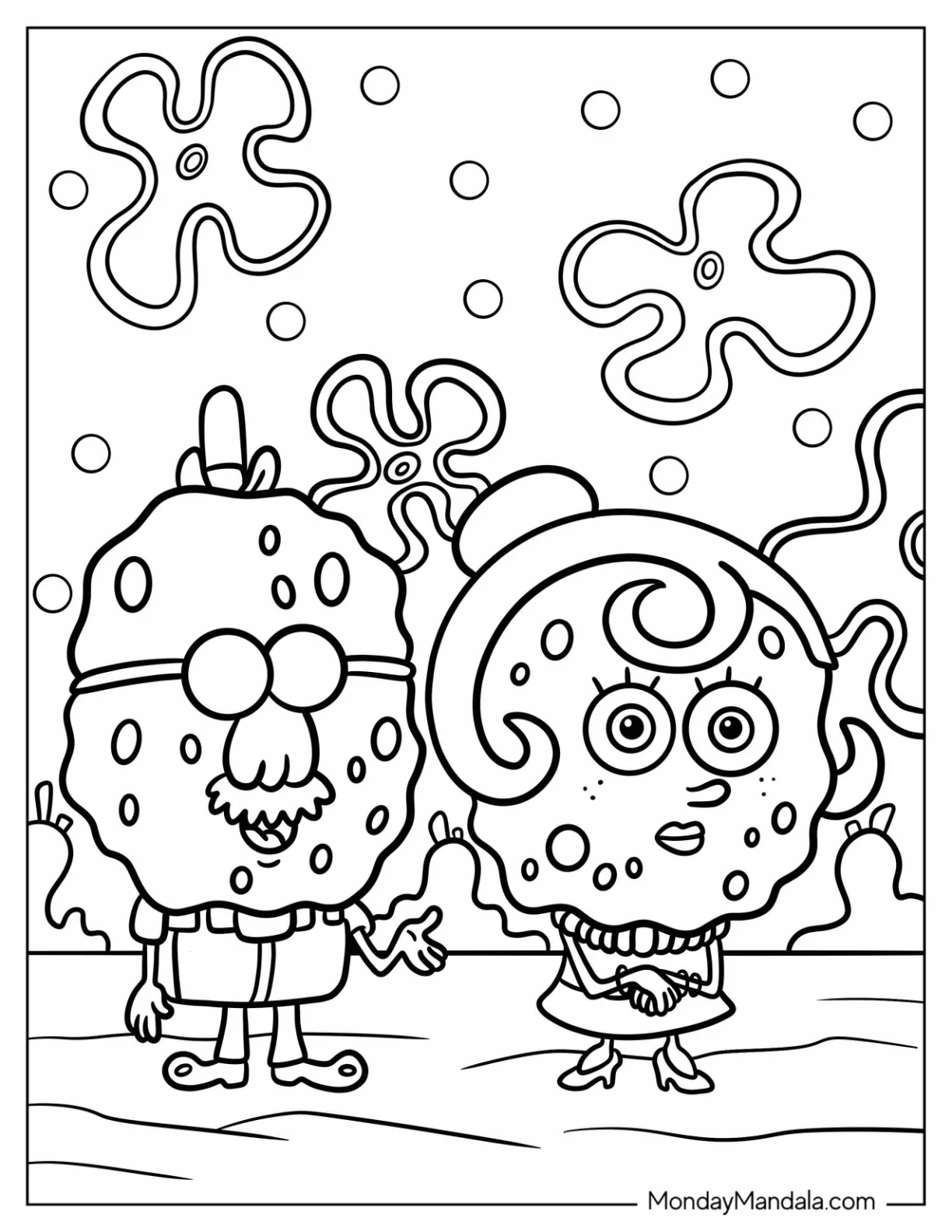 Harold and Margaret SquarePants SpongeBob Coloring Page coloring page — printable line art