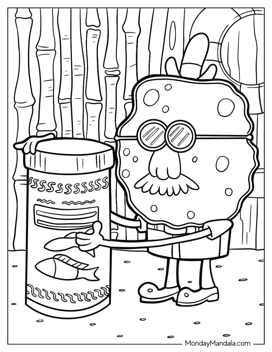 Harold SquarePants Coloring Page Holding Bottle coloring page — printable line art