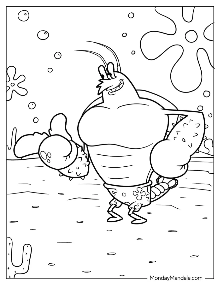 Larry the Lobster SpongeBob Coloring Page For Kids coloring page — printable line art