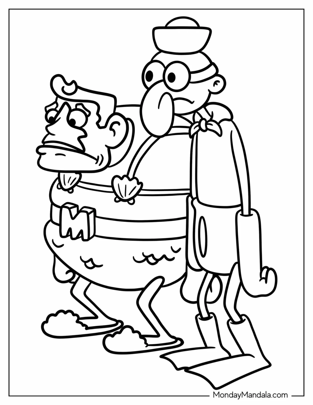Mermaid Man And Barnacle Boy SpongeBob Coloring Page For Kids coloring page