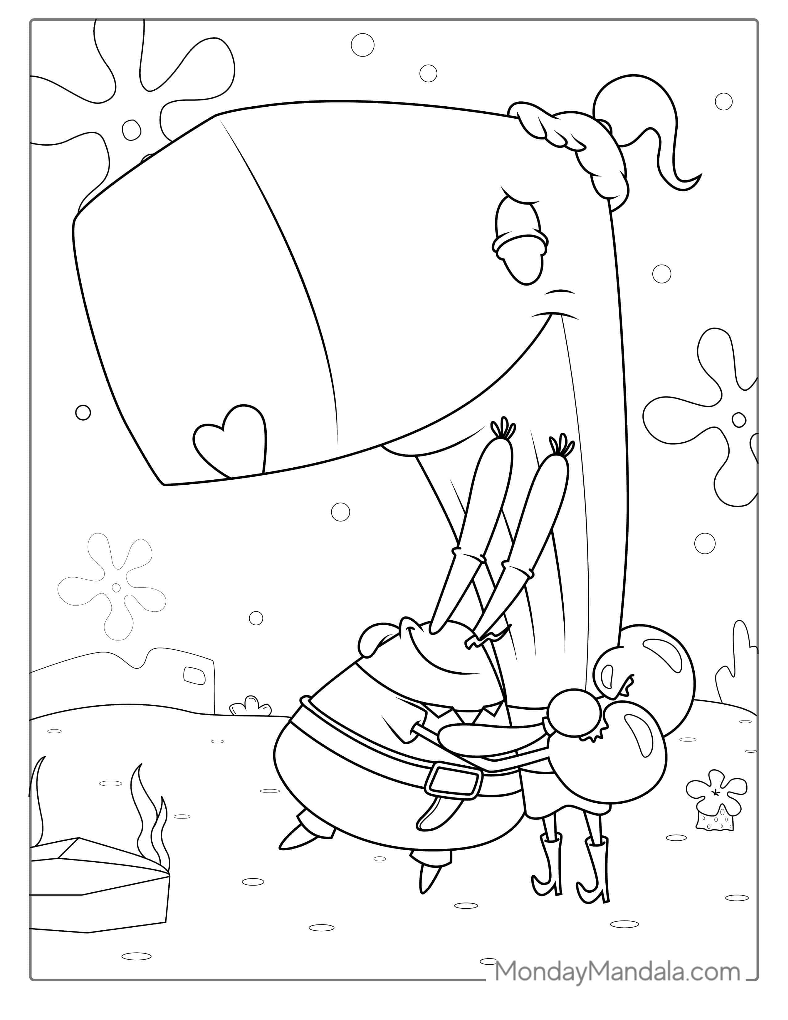Mr Krabs Hugging Pearl Coloring Sheet coloring page