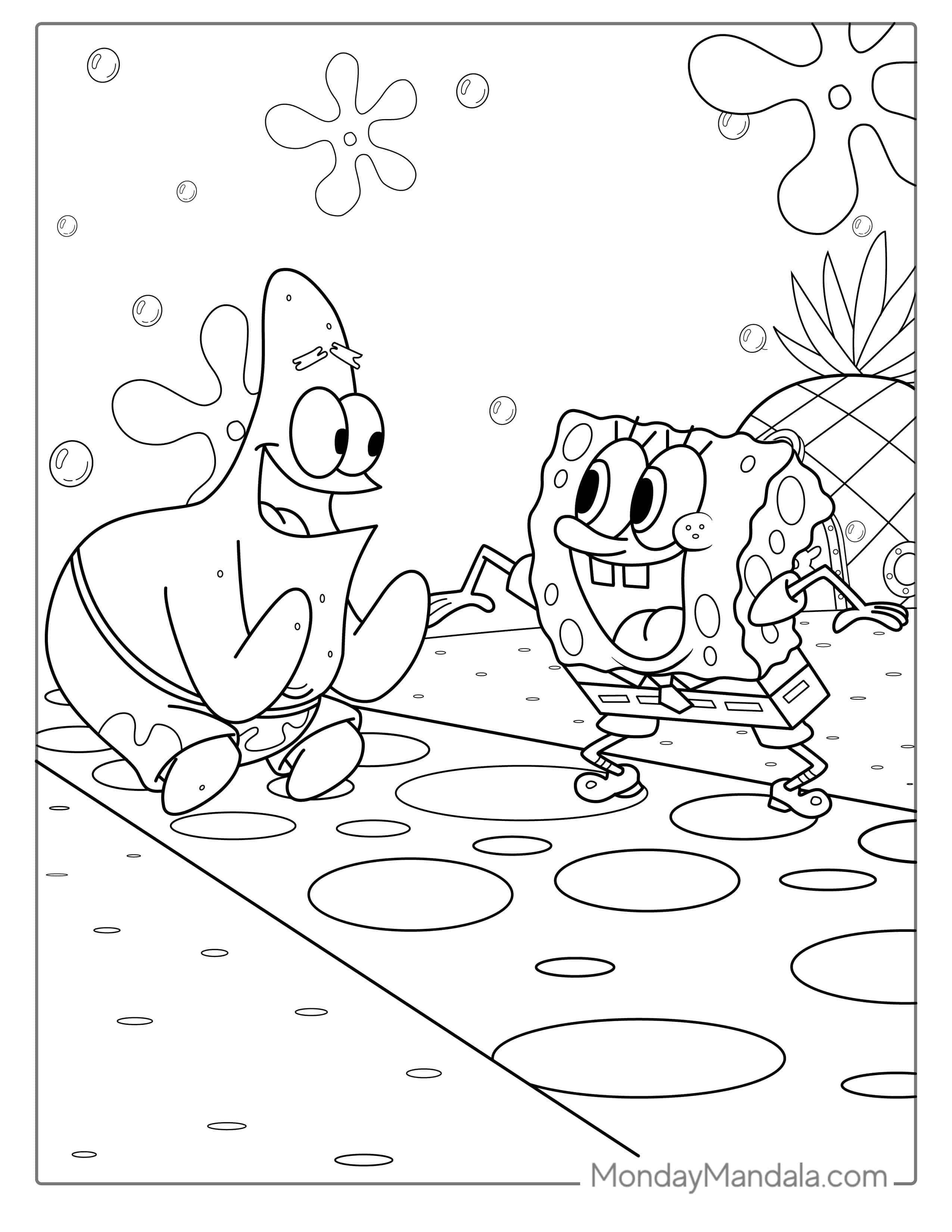 Patrik And SpongeBob Laughing Coloring Page coloring page