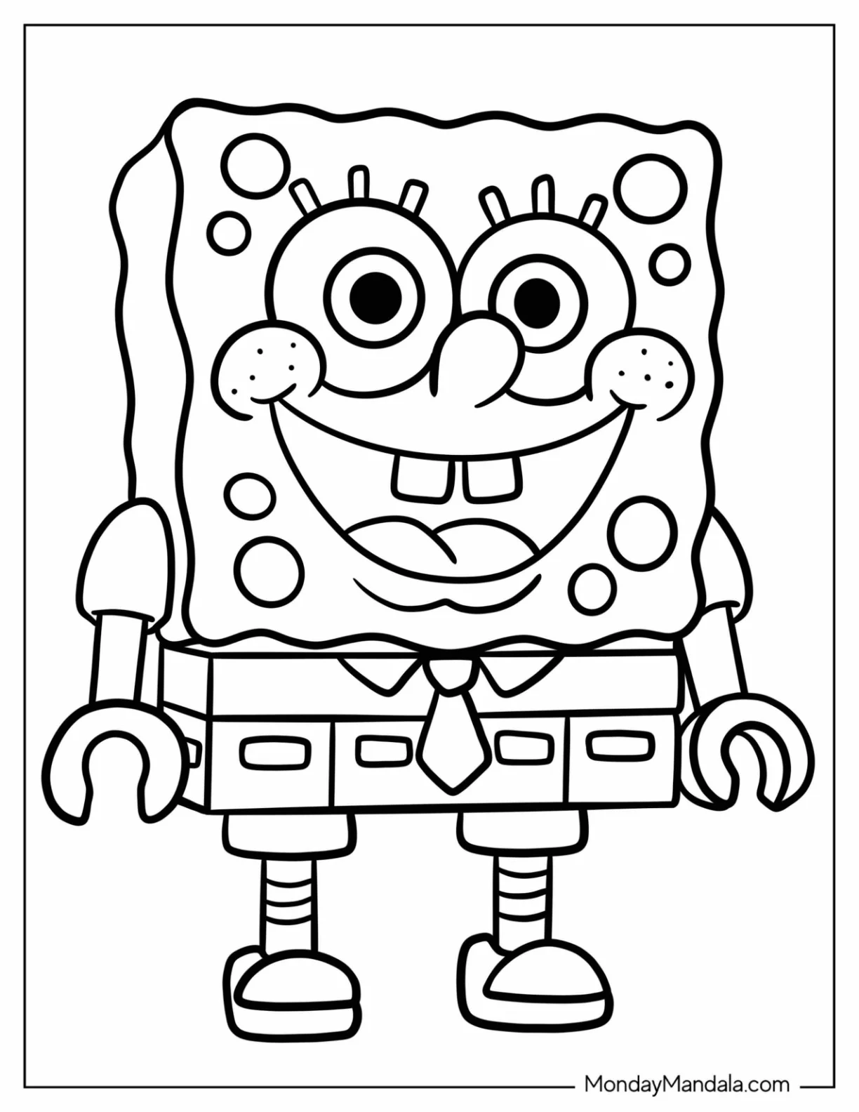Smiling Lego SpongeBob Coloring Page For Kids coloring page — printable line art