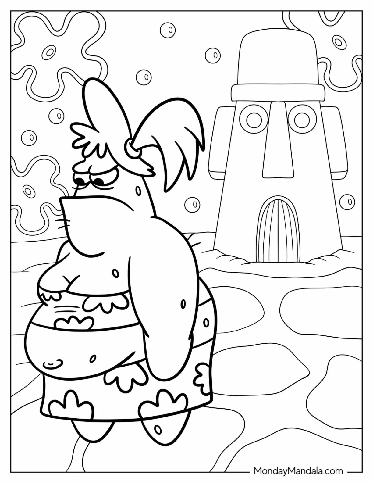 SpongeBob Coloring Page Of Frowning Sam Star In Bikini Bottom coloring page