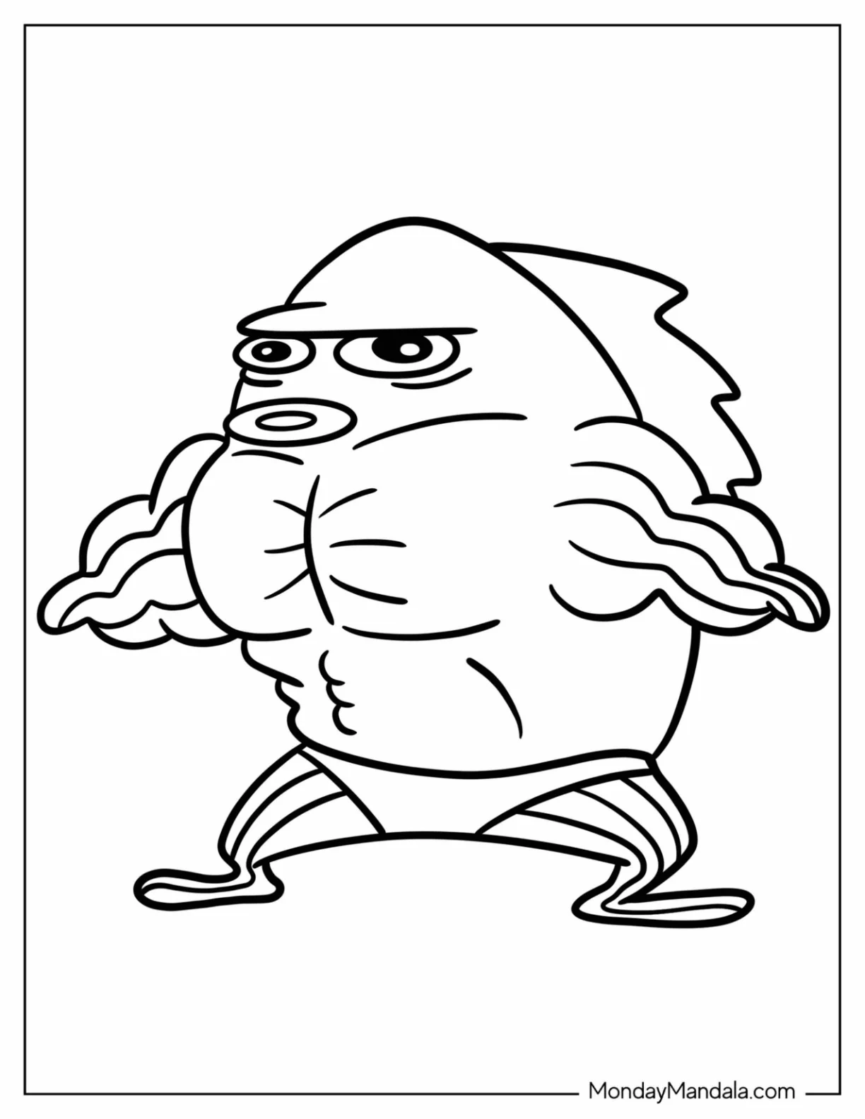 SpongeBob Coloring Page Of Simple Frank The Buff Fish For Preschoolers coloring page