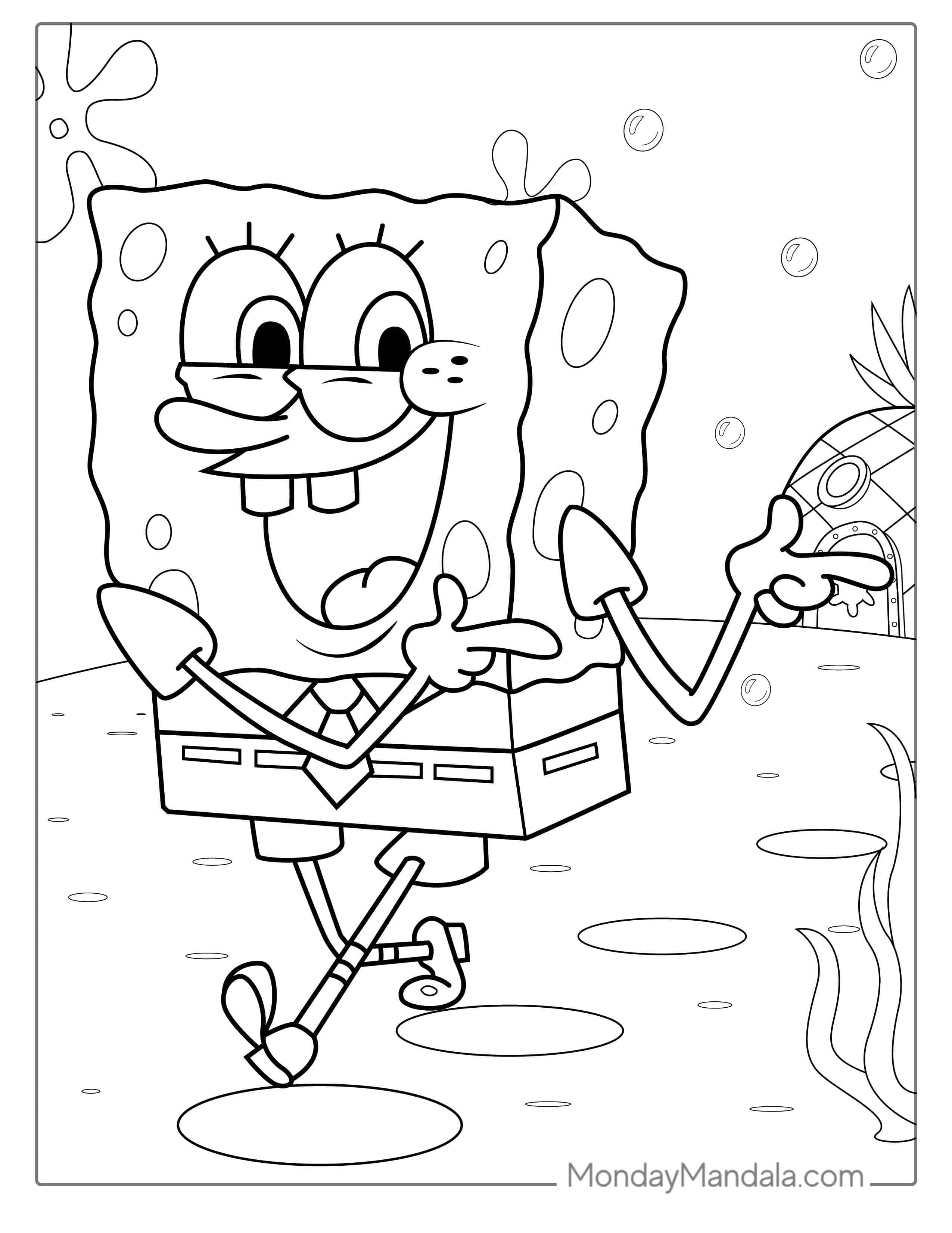 SpongeBob With Pointing Fingers To Color coloring page — printable line art