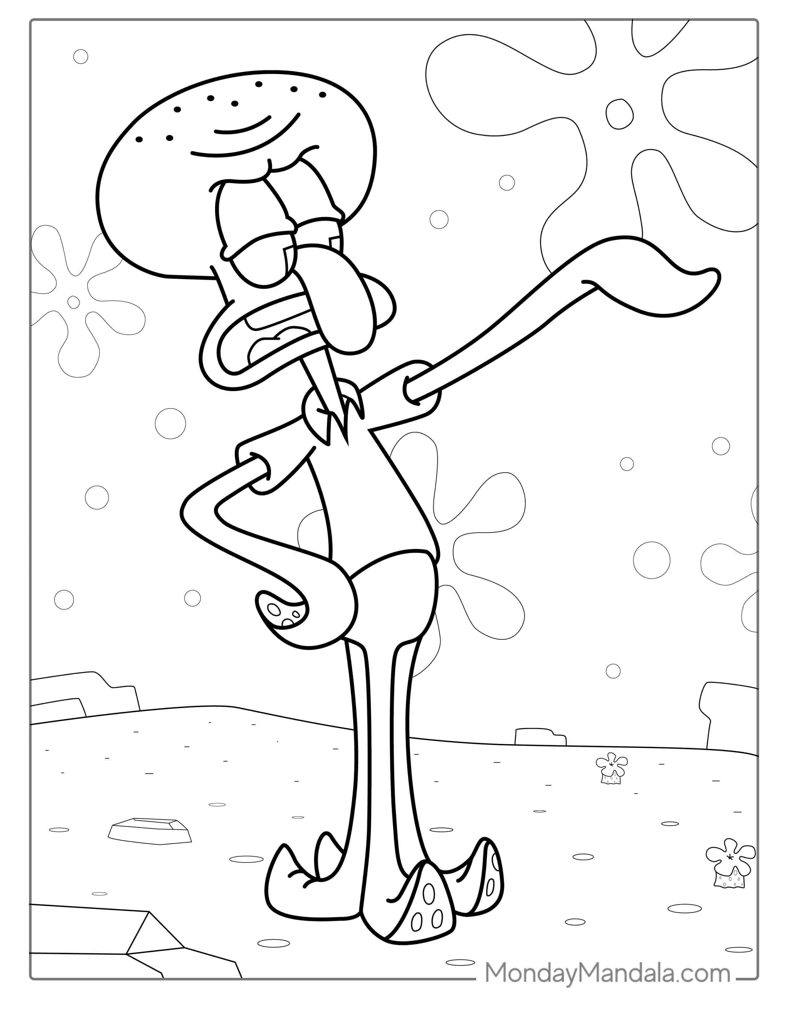 Squidward Complaining Coloring Page coloring page — printable line art