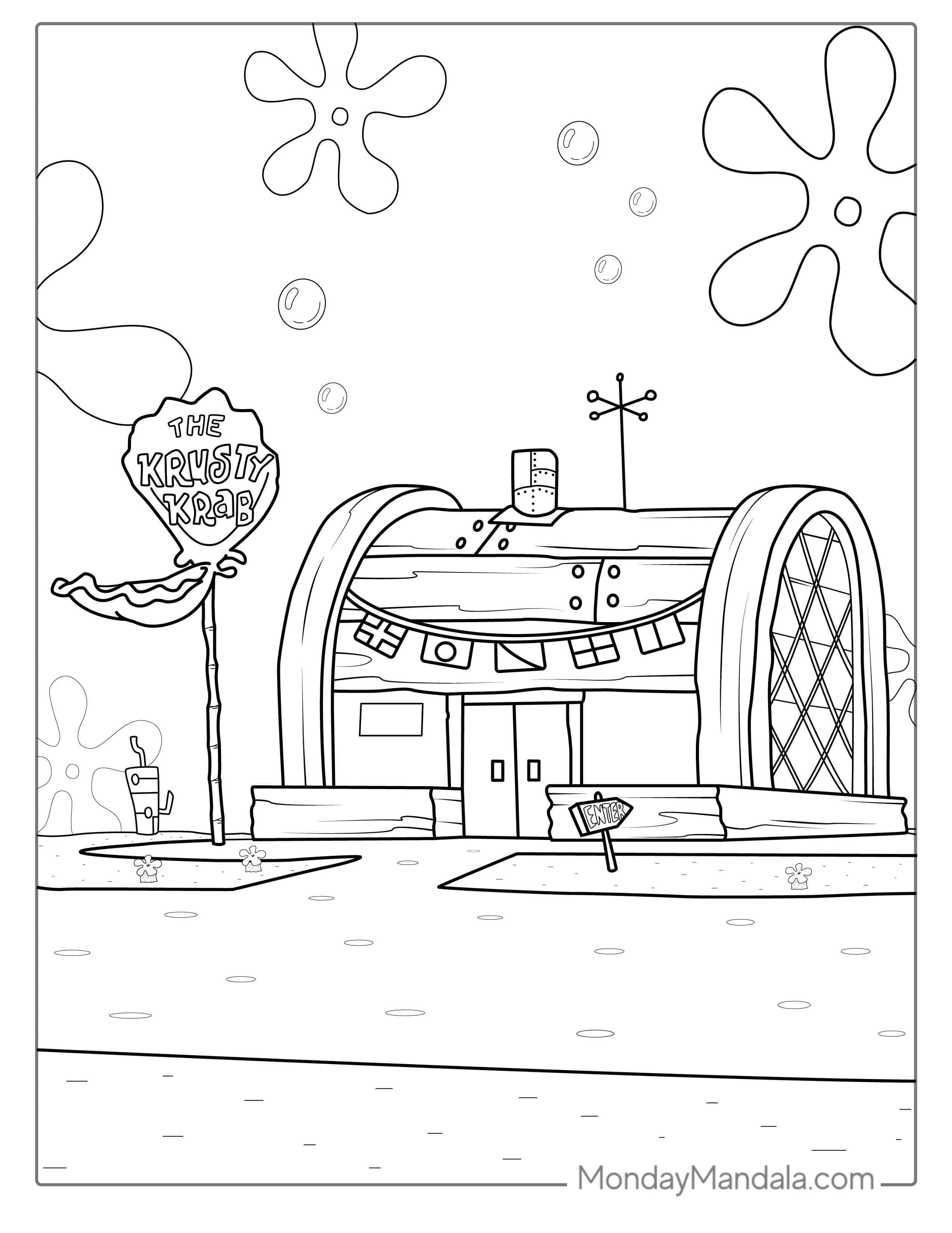 The Krusty Krab Restaurant Coloring Sheet coloring page — printable line art
