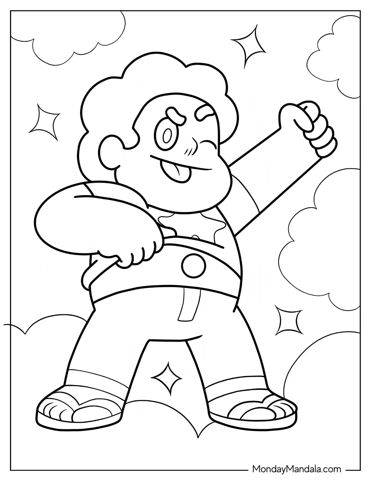 Steven Universe Coloring Page Of Kawaii Steven Universe Punching Air For Preschoolers coloring page