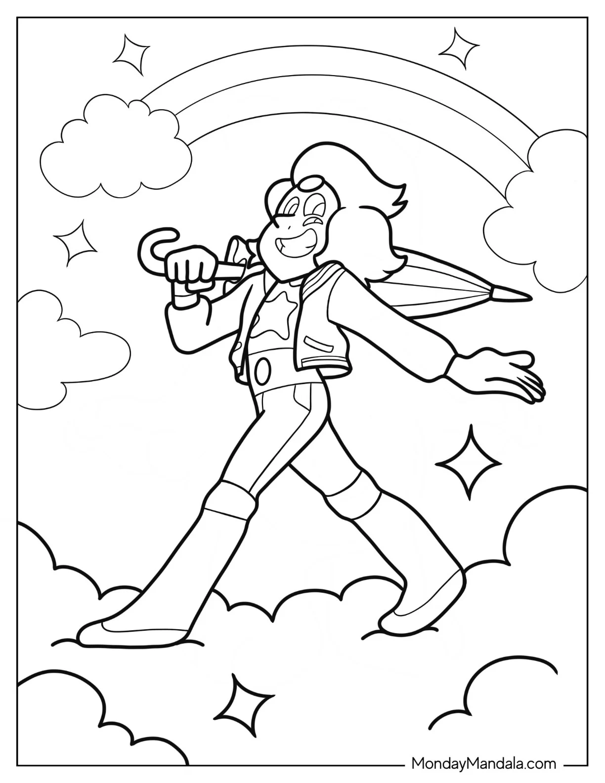 Steven Universe Coloring Page Of Rainbow Quartz 2.0 Walking On Clouds coloring page